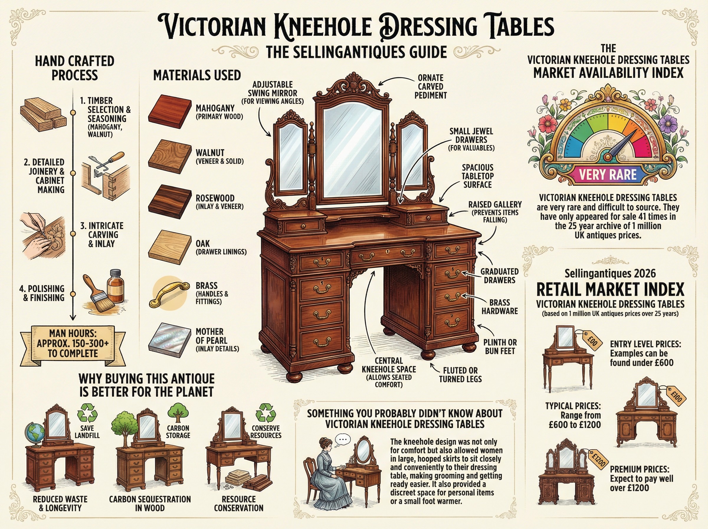 Victorian Kneehole Dressing Tables Guide Infographic
