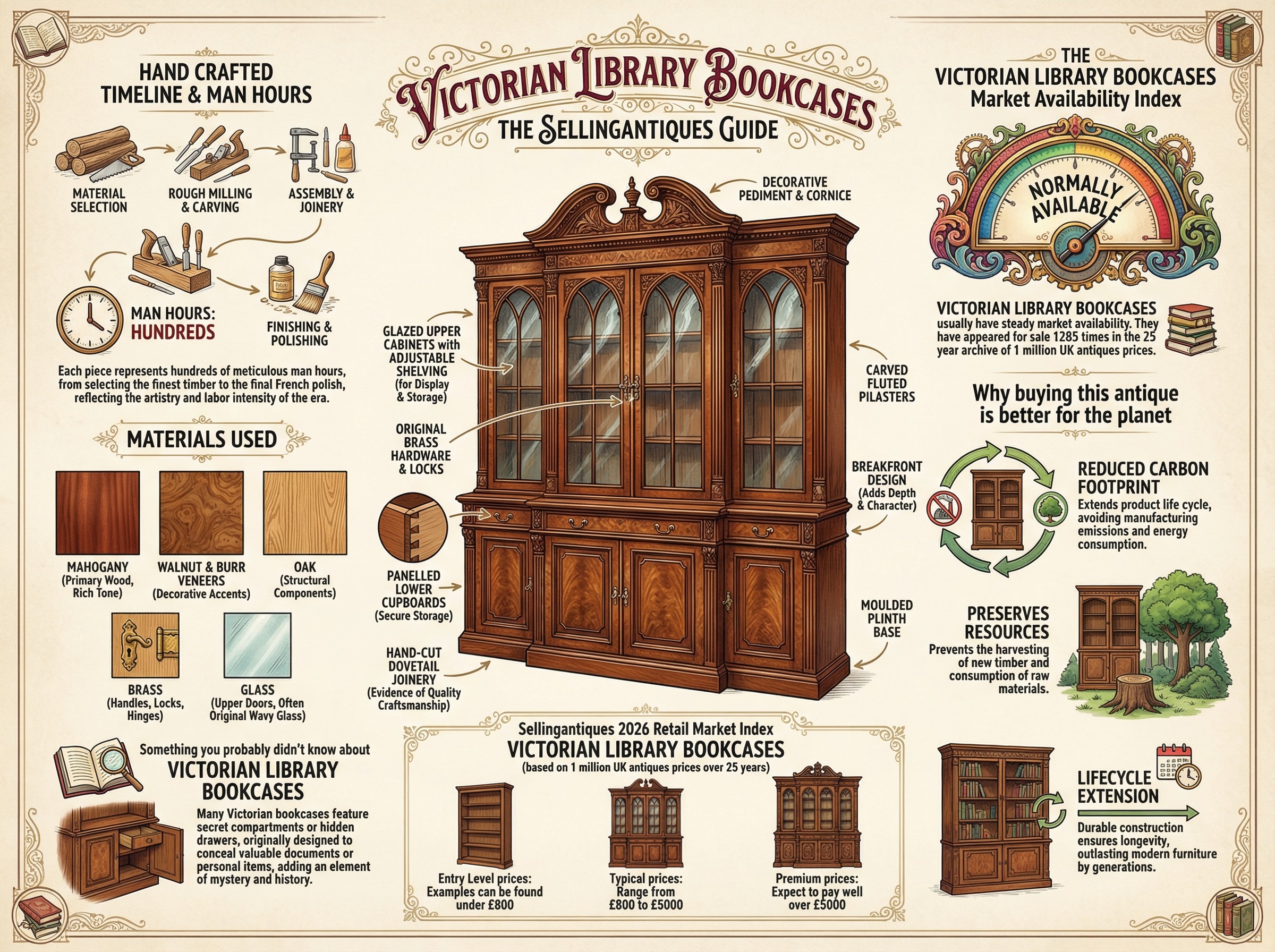 Victorian Library Bookcases Guide Infographic