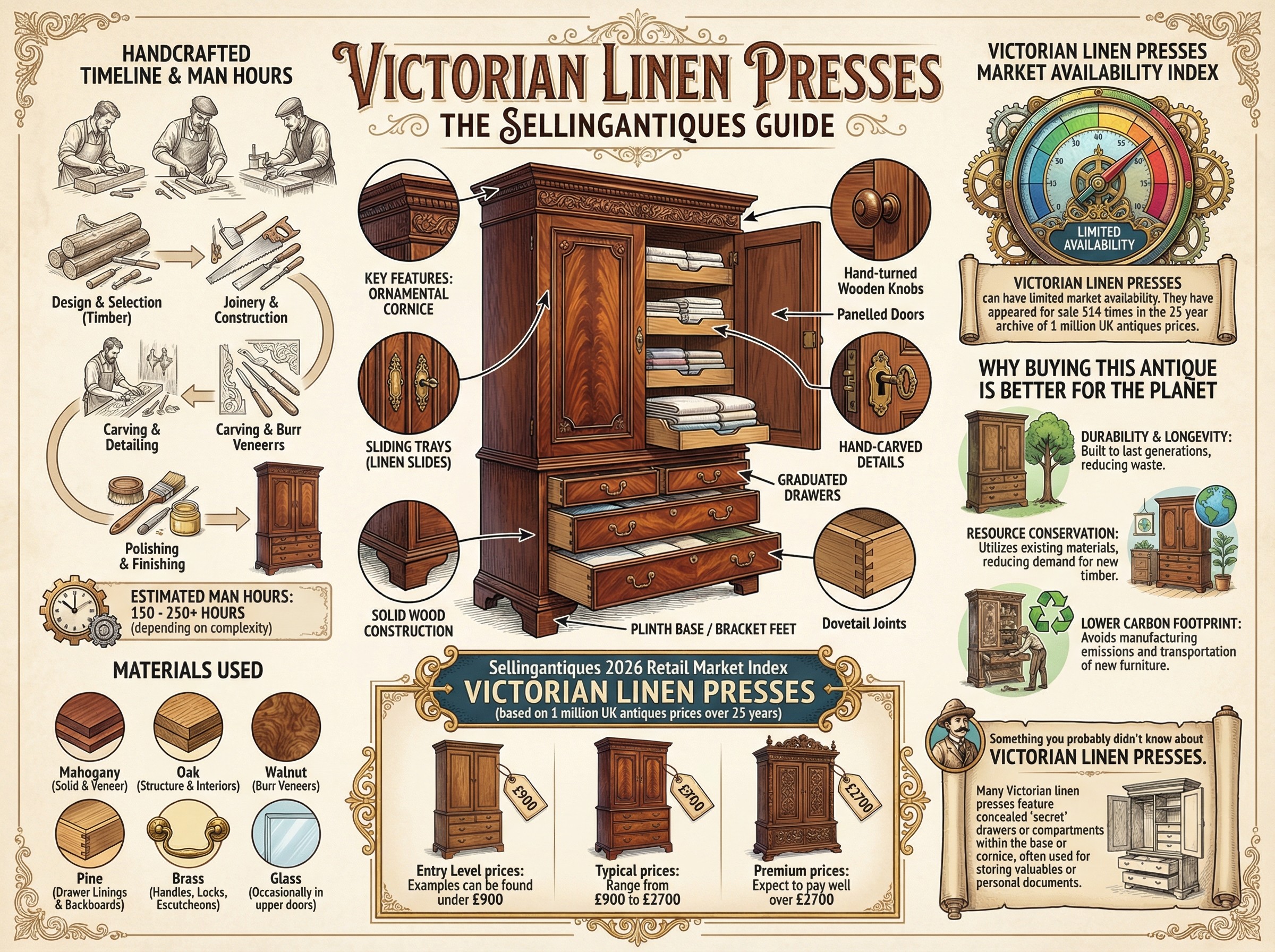 Victorian Linen Presses Guide Infographic