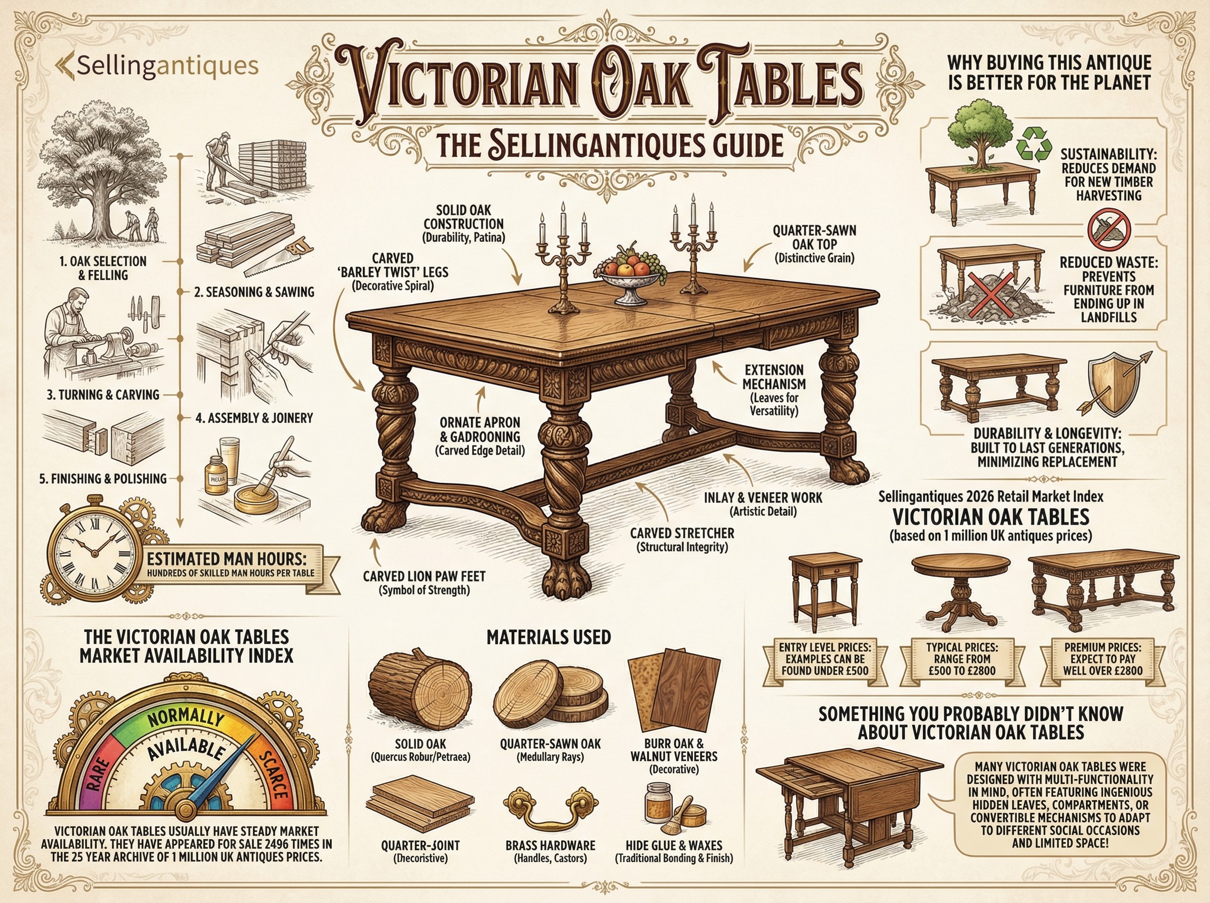 Victorian Oak Tables Guide Infographic