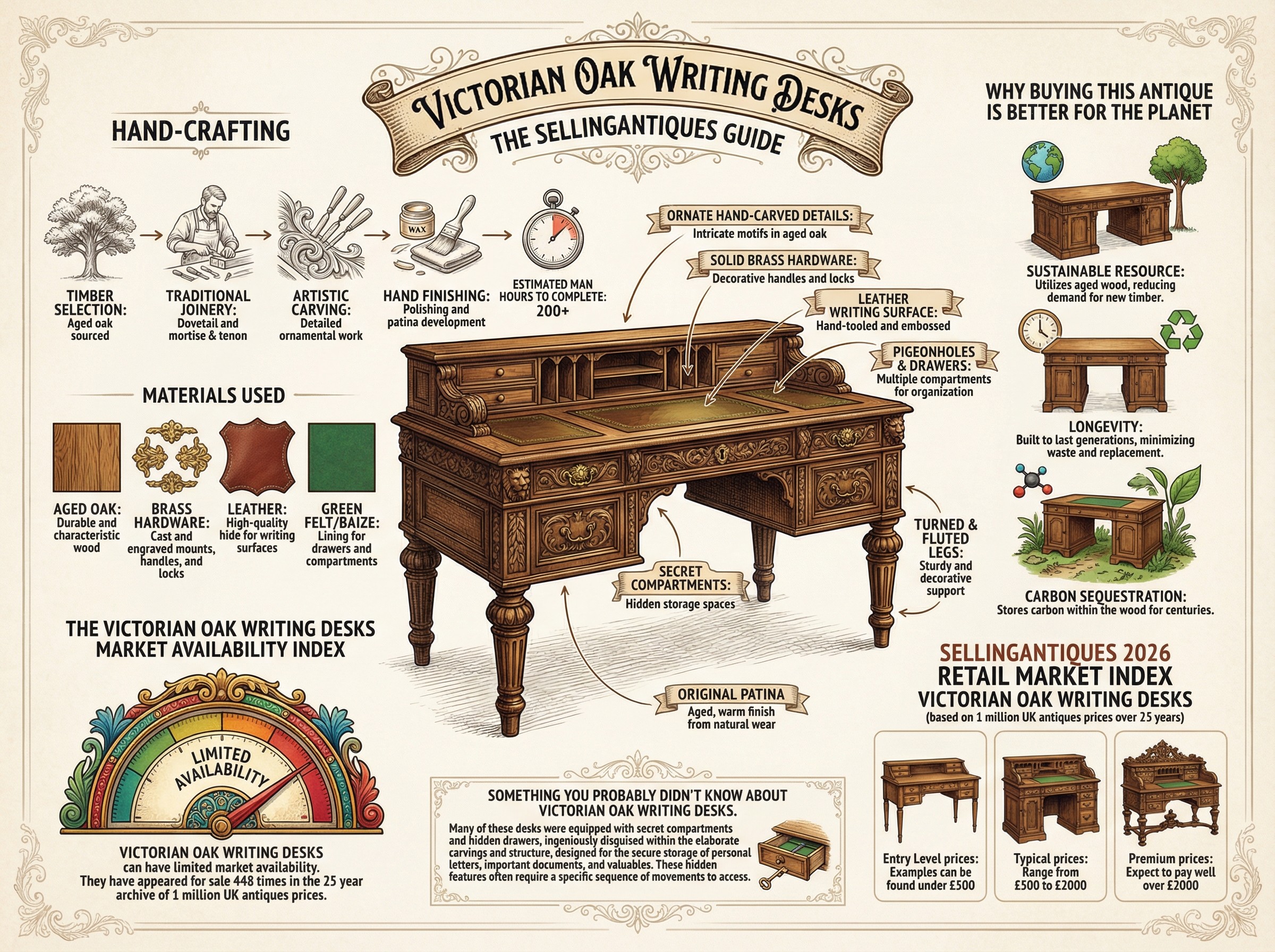 Victorian Oak Writing Desks Guide Infographic