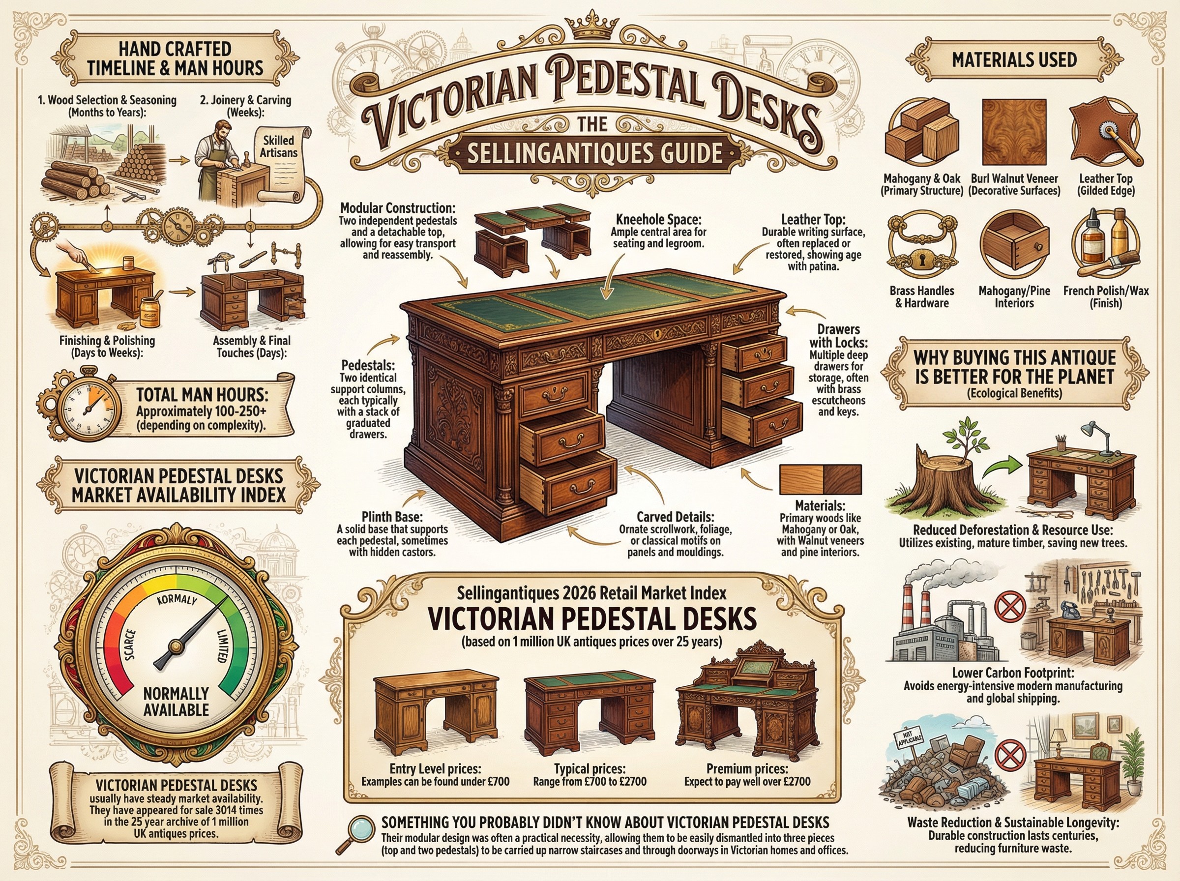 Victorian Pedestal Desks Guide Infographic