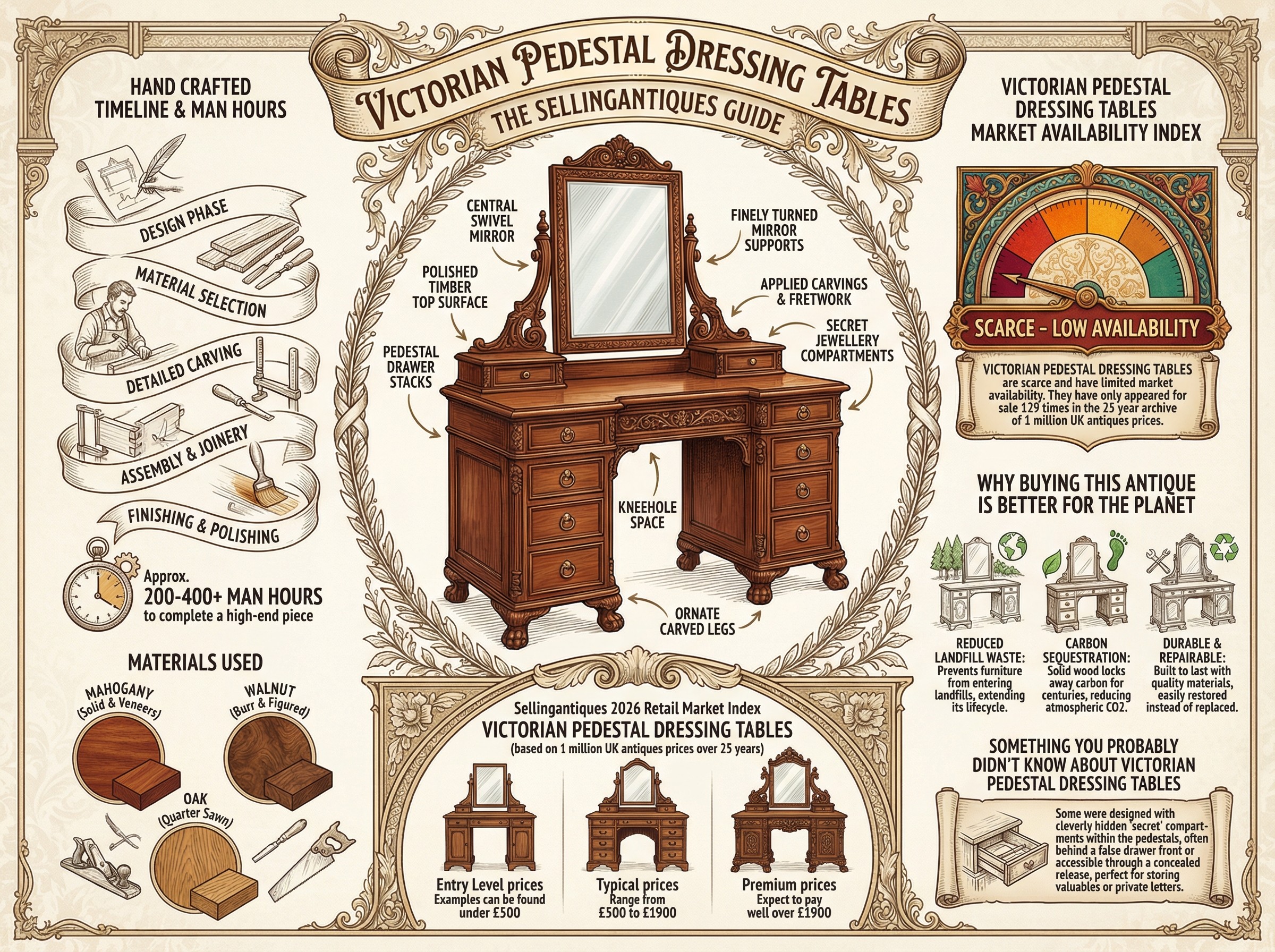 Victorian Pedestal Dressing Tables Guide Infographic