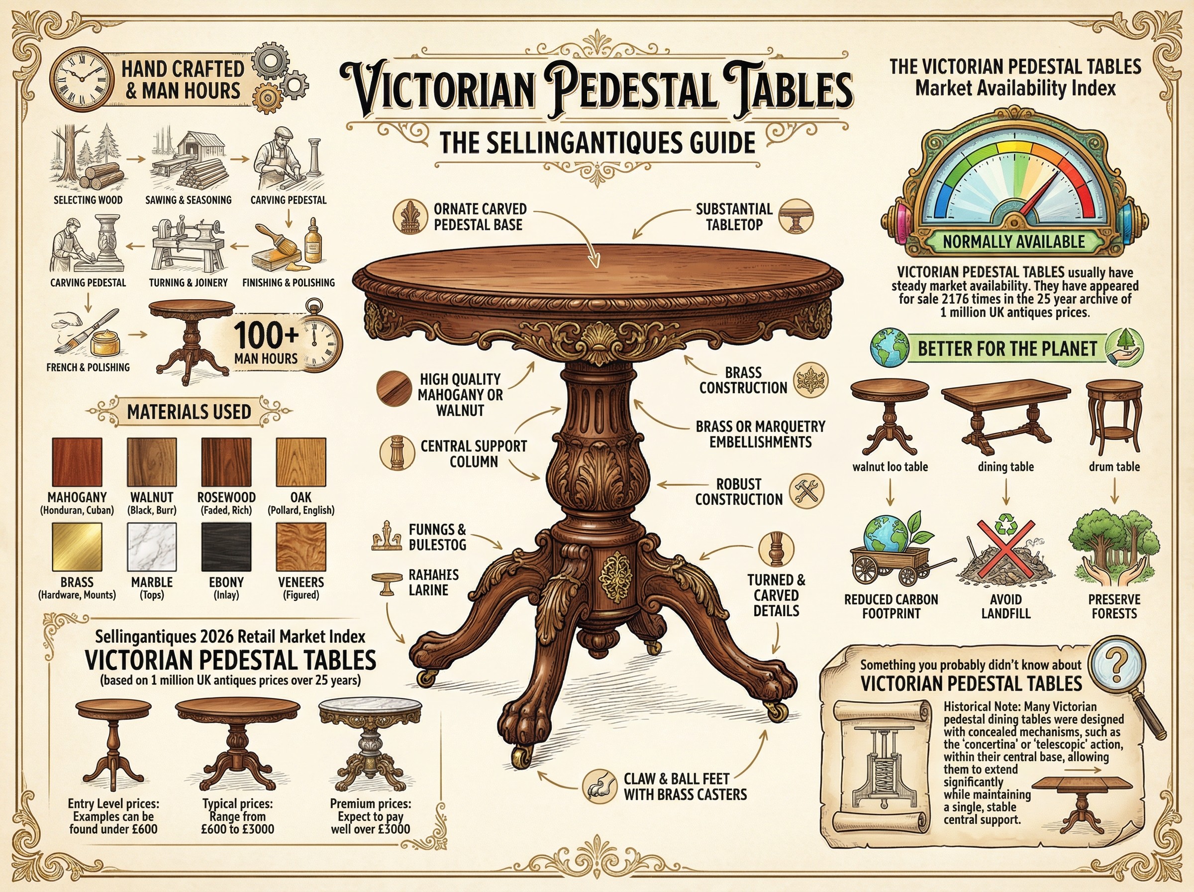 Victorian Pedestal Tables Guide Infographic