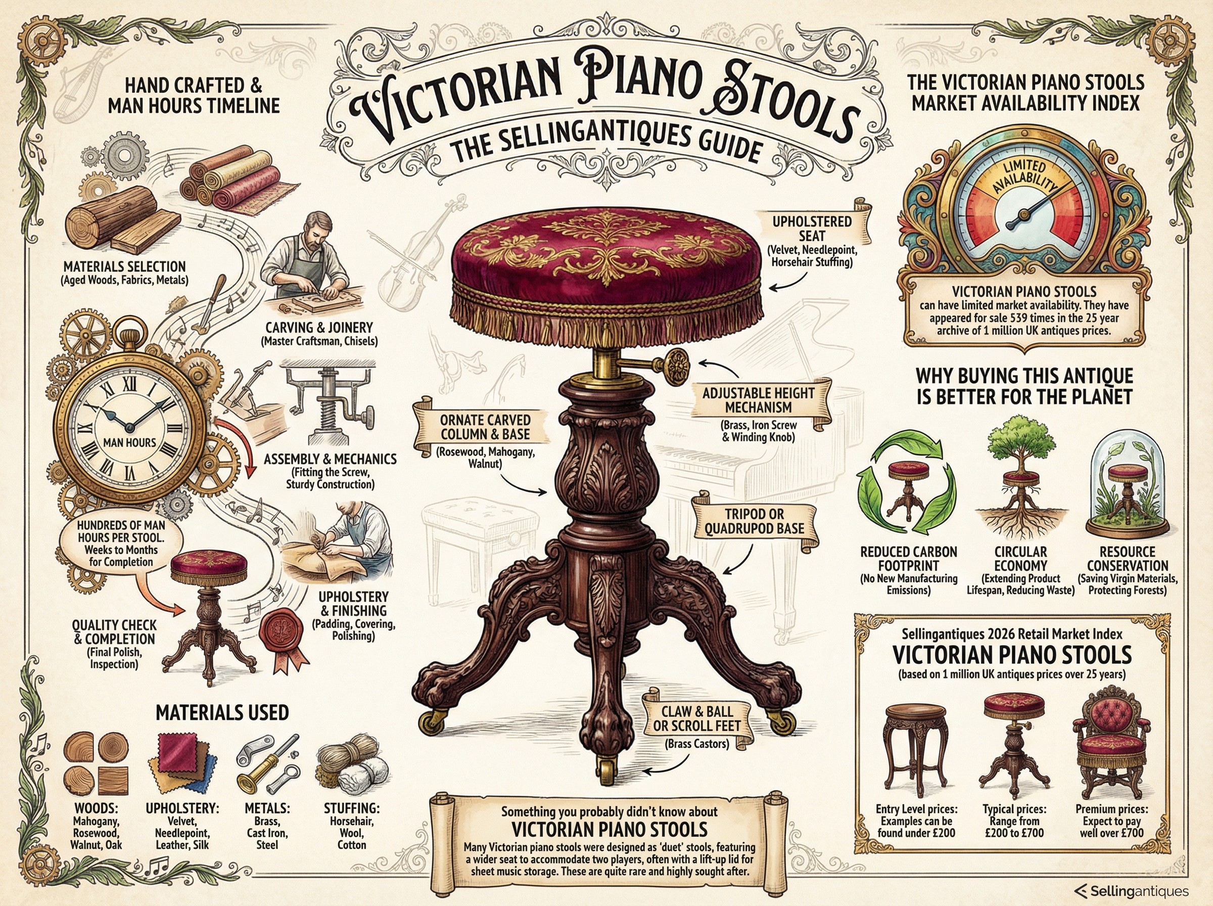 Victorian Piano Stools Guide Infographic