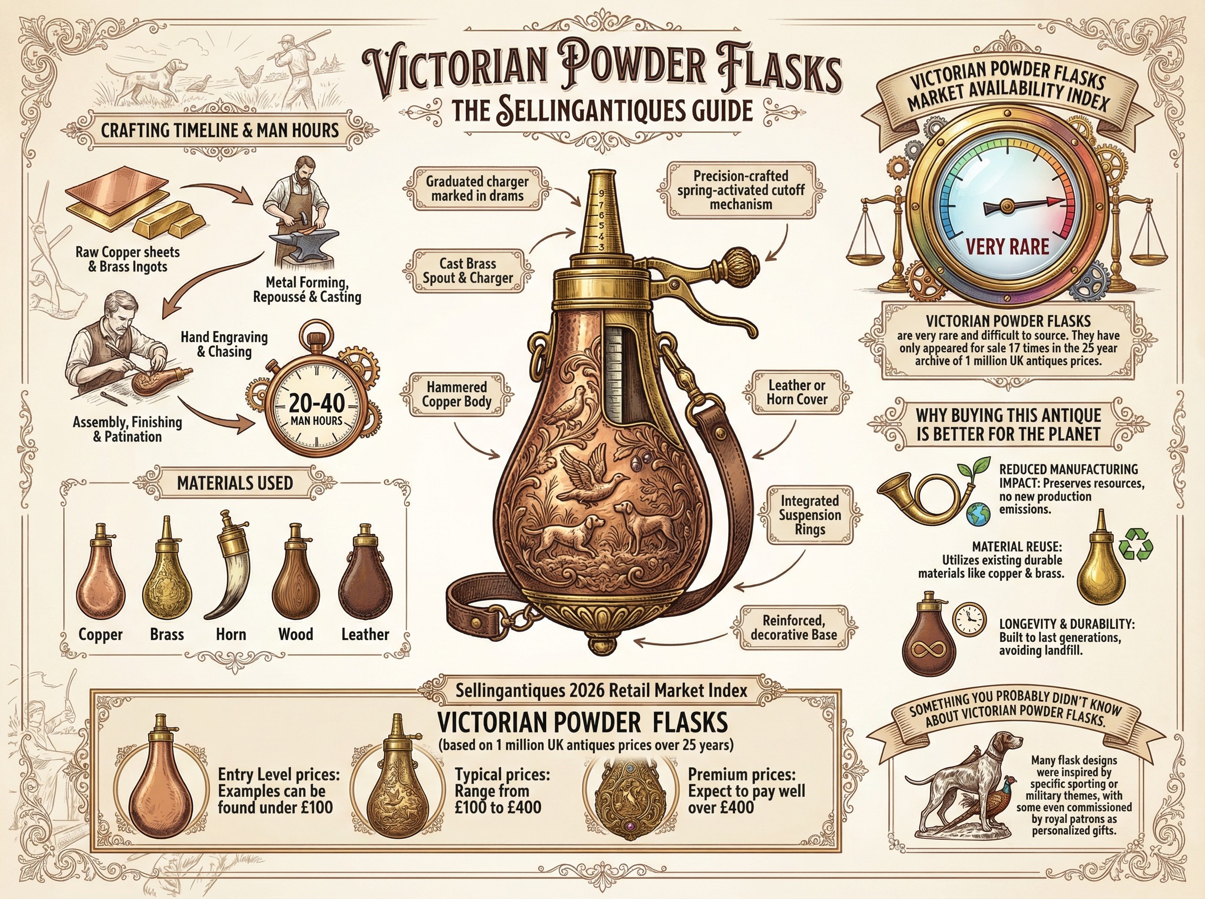 Victorian Powder Flasks Guide Infographic