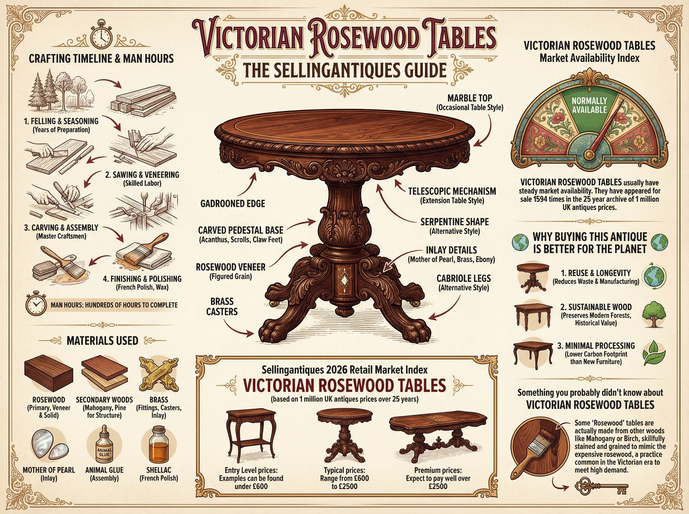 Victorian Rosewood Tables Guide Infographic