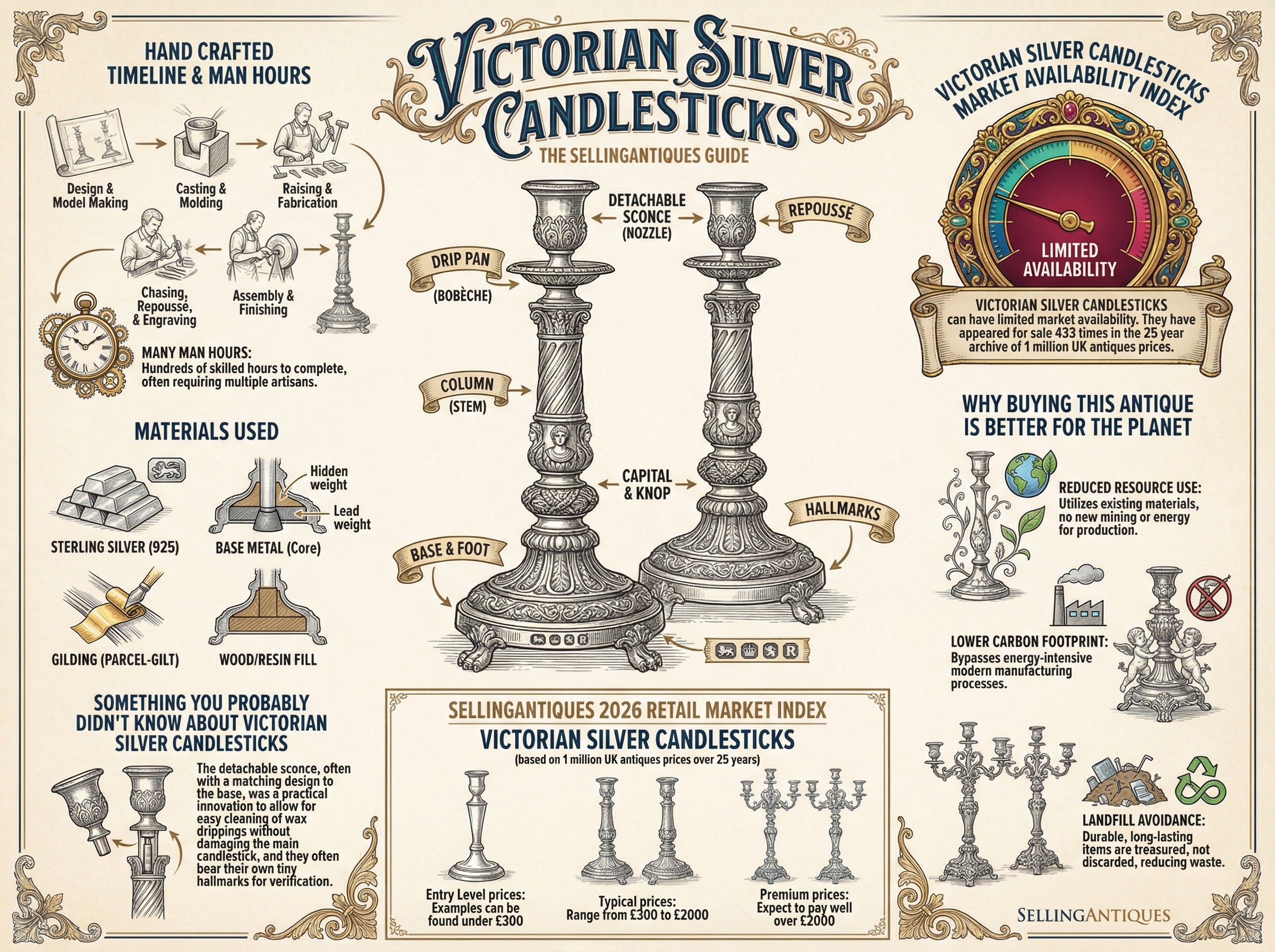 Victorian Silver Candlesticks Guide Infographic