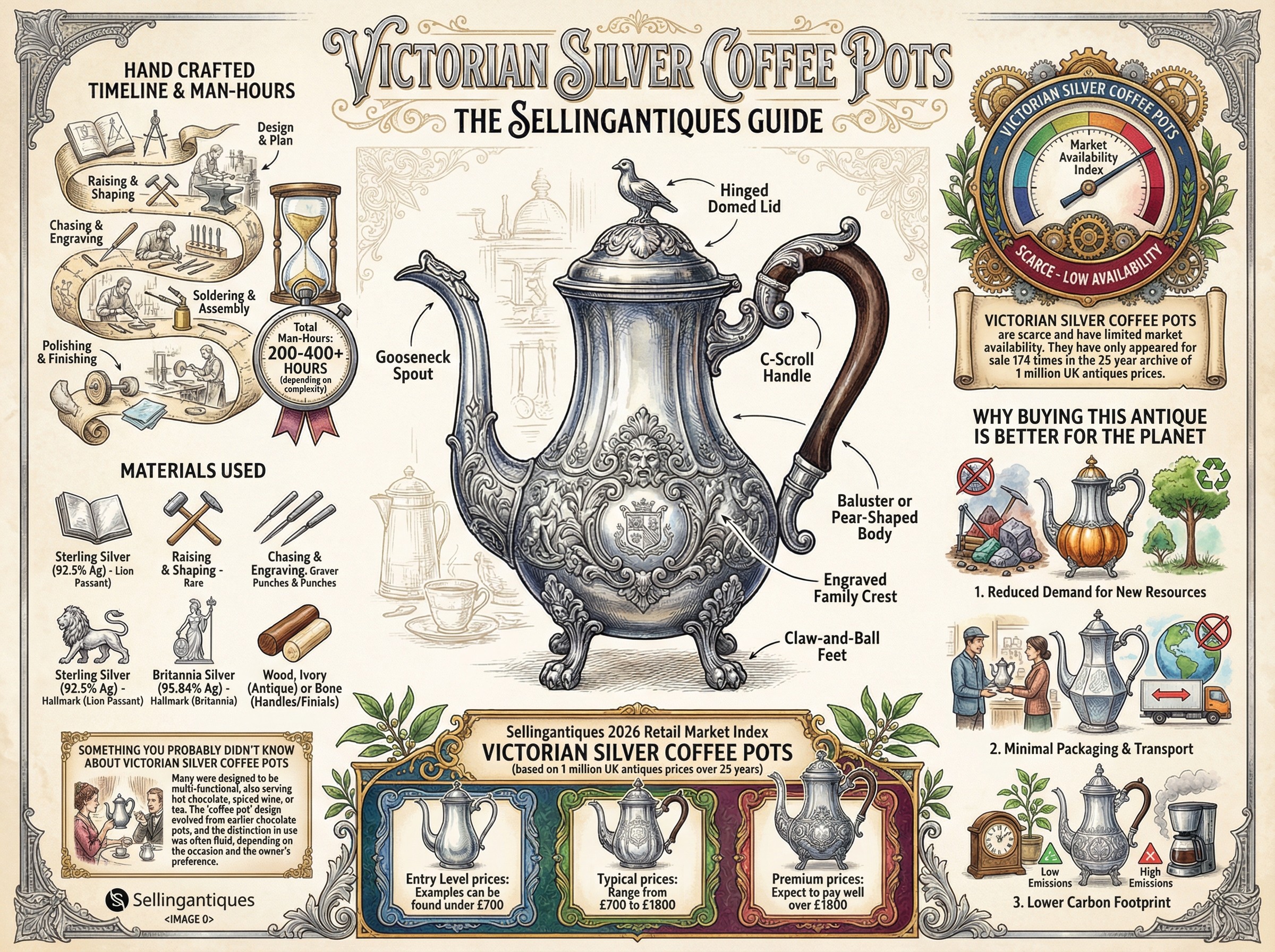 Victorian Silver Coffee Pots Guide Infographic