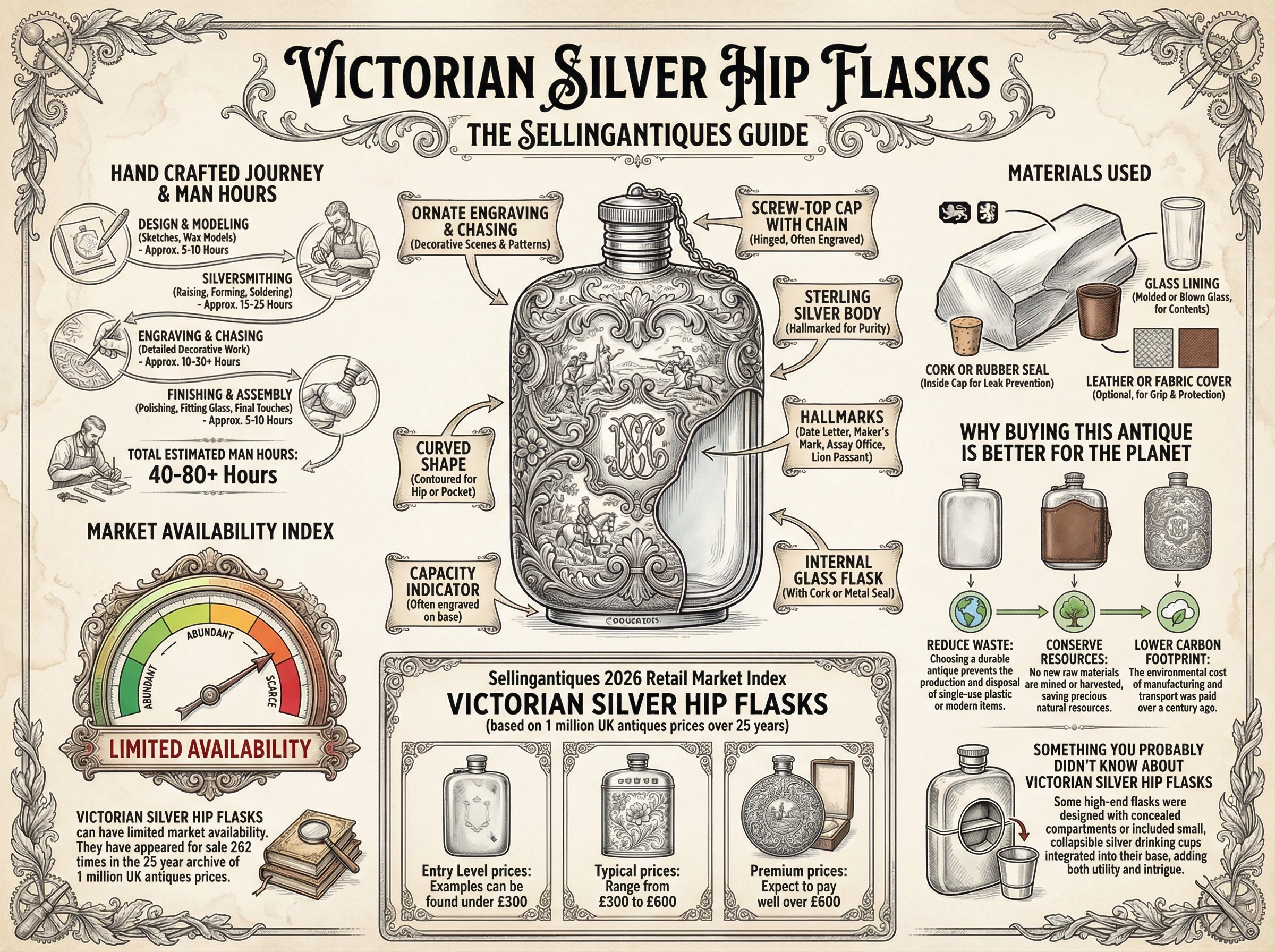 Victorian Silver Hip Flasks Guide Infographic