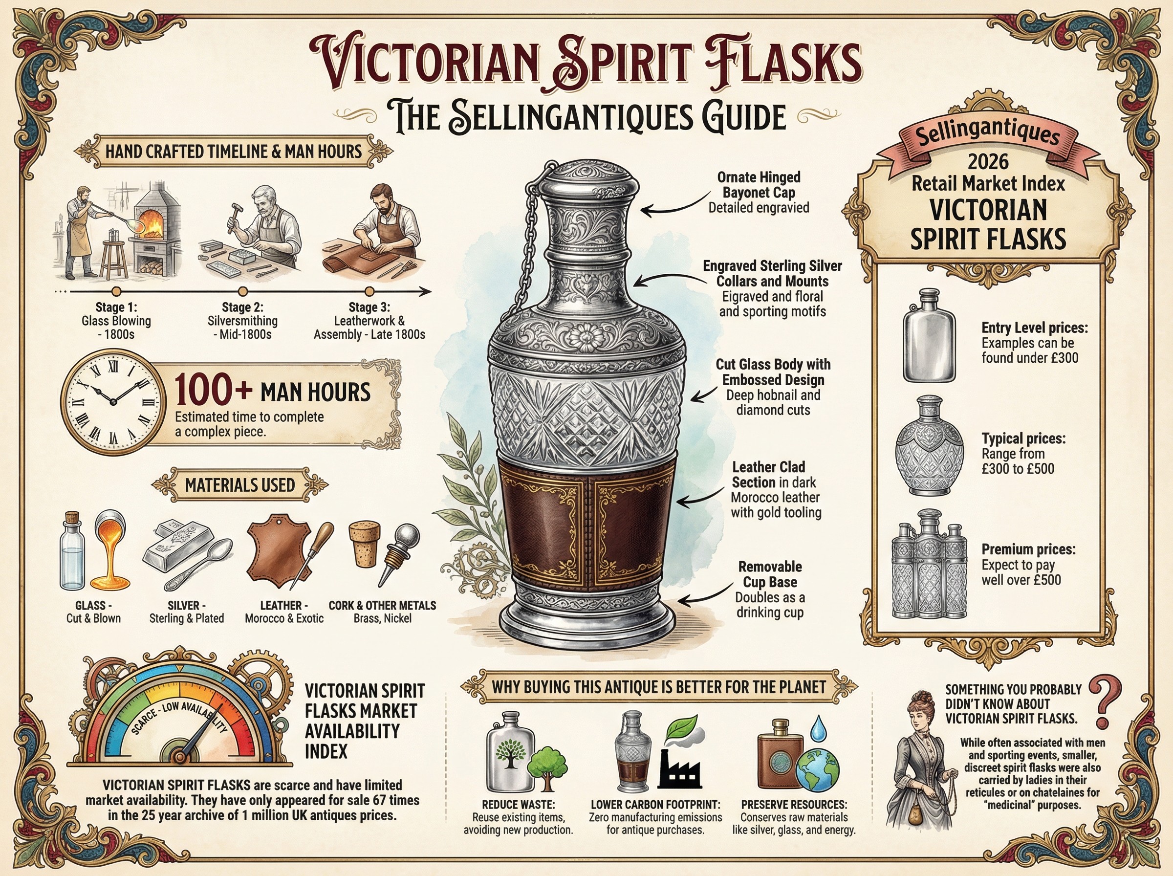 Victorian Spirit Flasks Guide Infographic