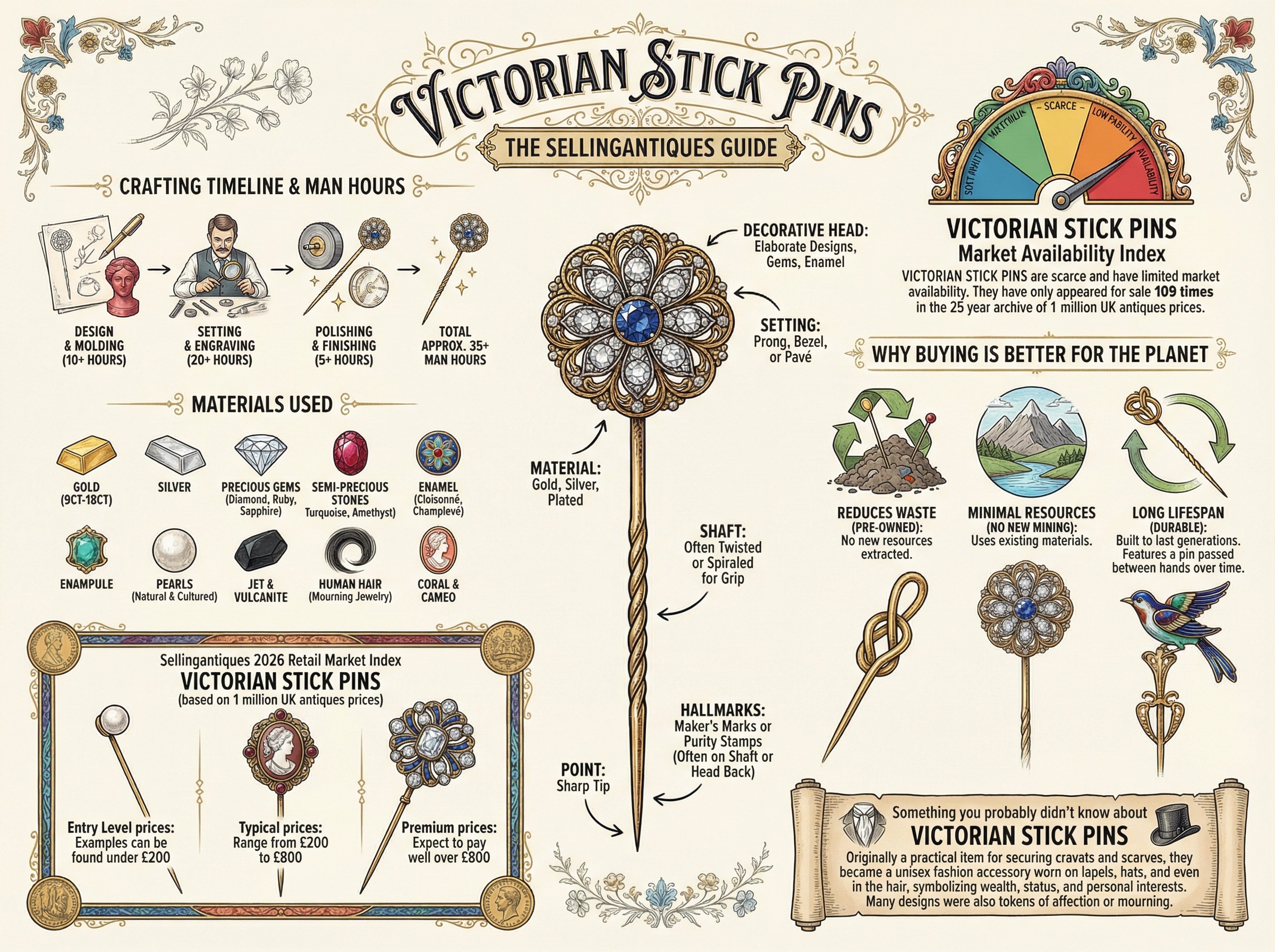 Victorian Stick Pins Guide Infographic