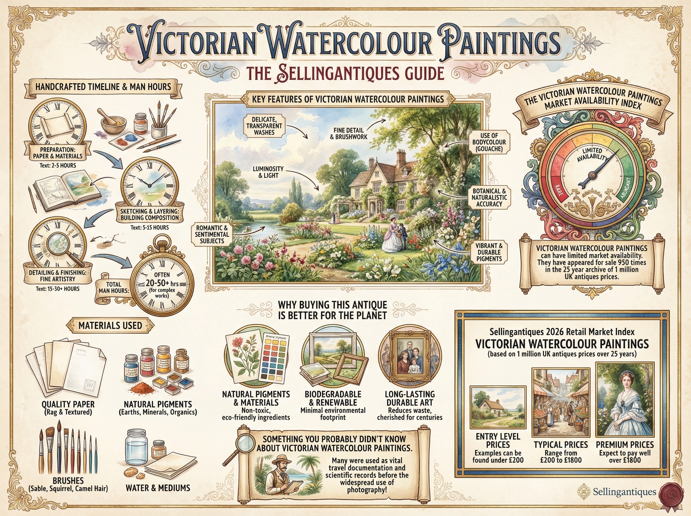 Victorian Watercolour Paintings Guide Infographic