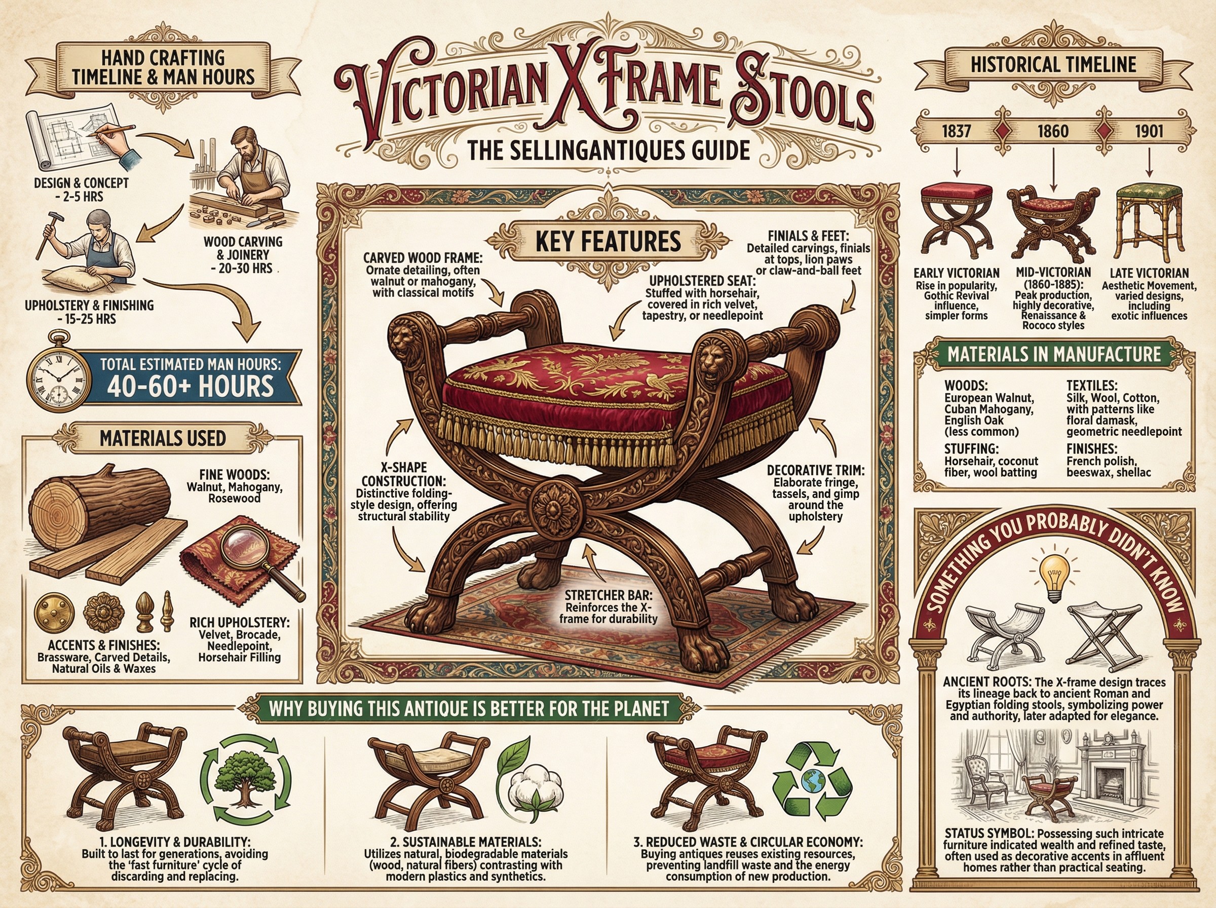 Victorian X Frame Stools Guide Infographic