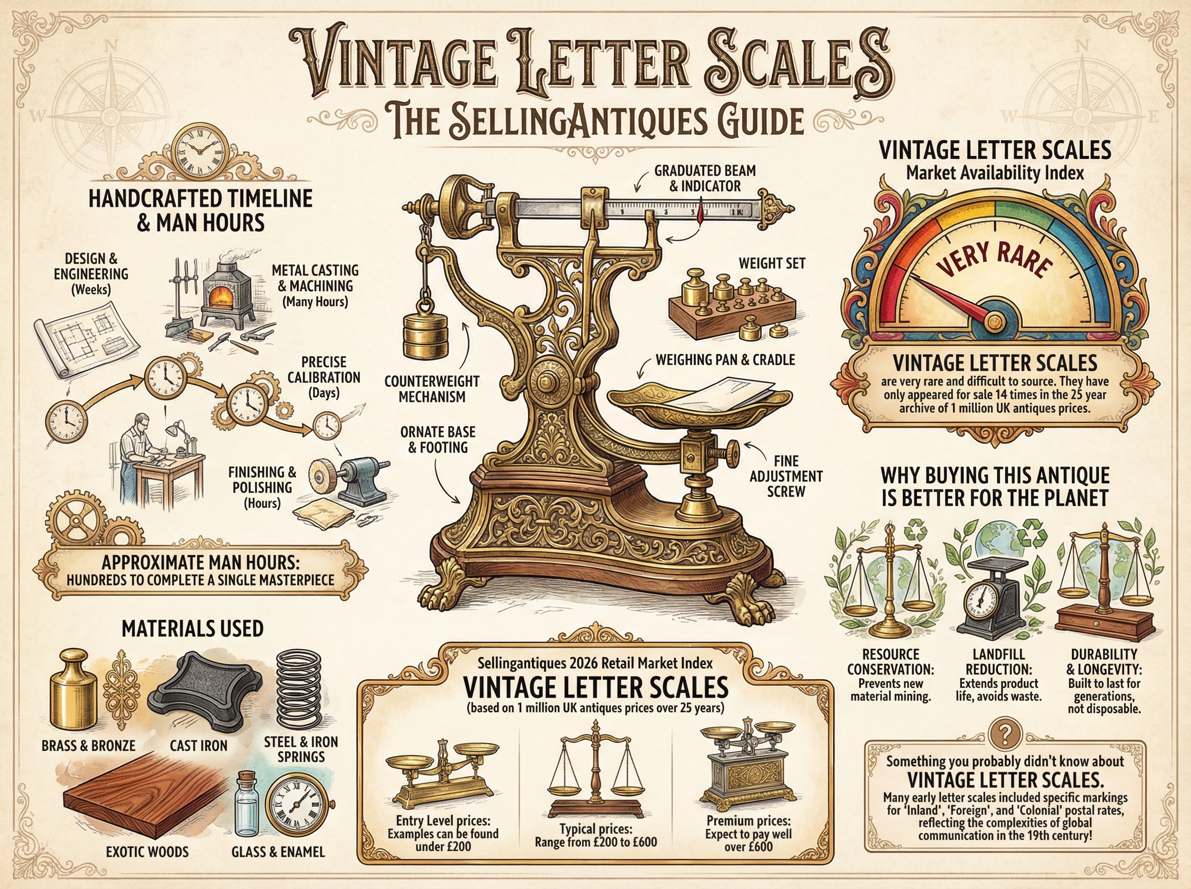 Vintage Letter Scales Guide Infographic