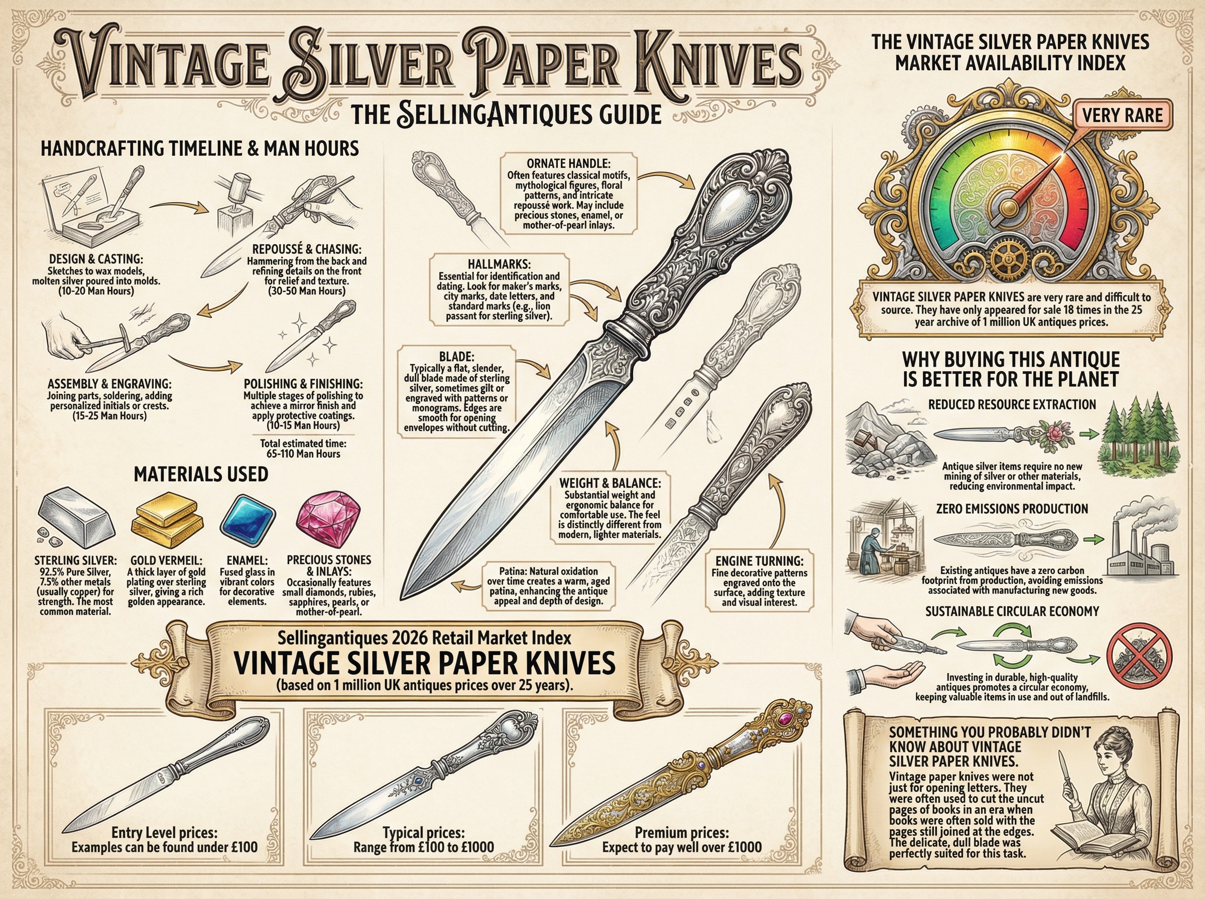 Vintage Silver Paper Knives Guide Infographic