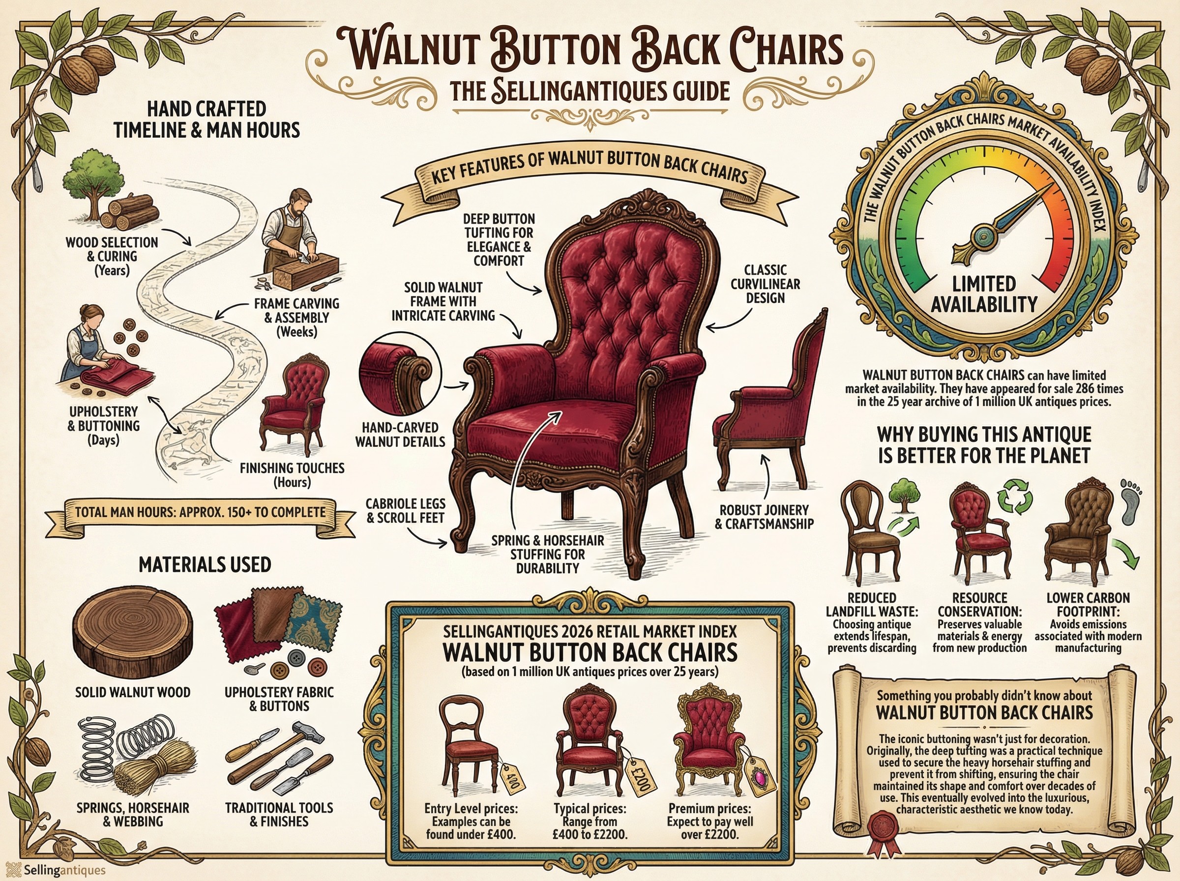 Walnut Button Back Chairs Guide Infographic