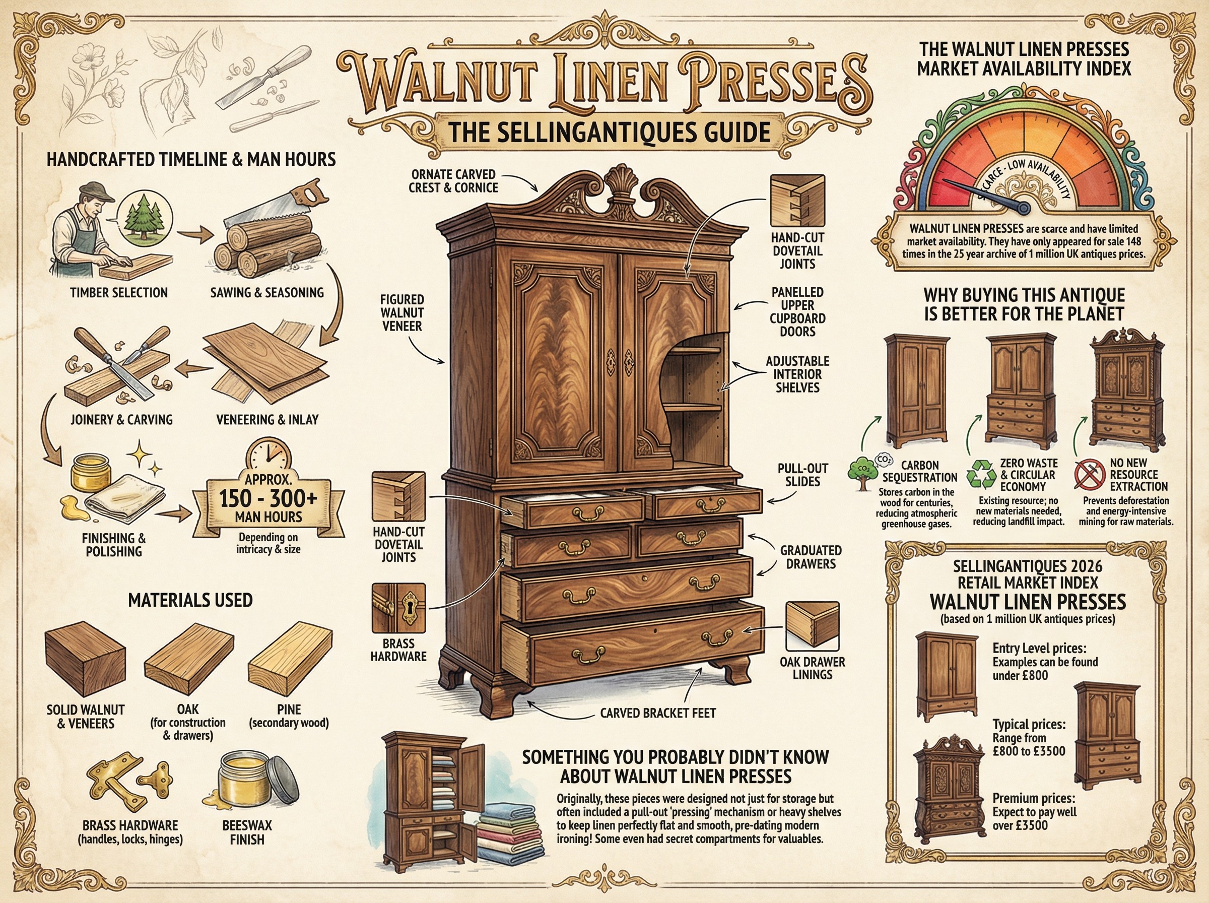 Walnut Linen Presses Guide Infographic