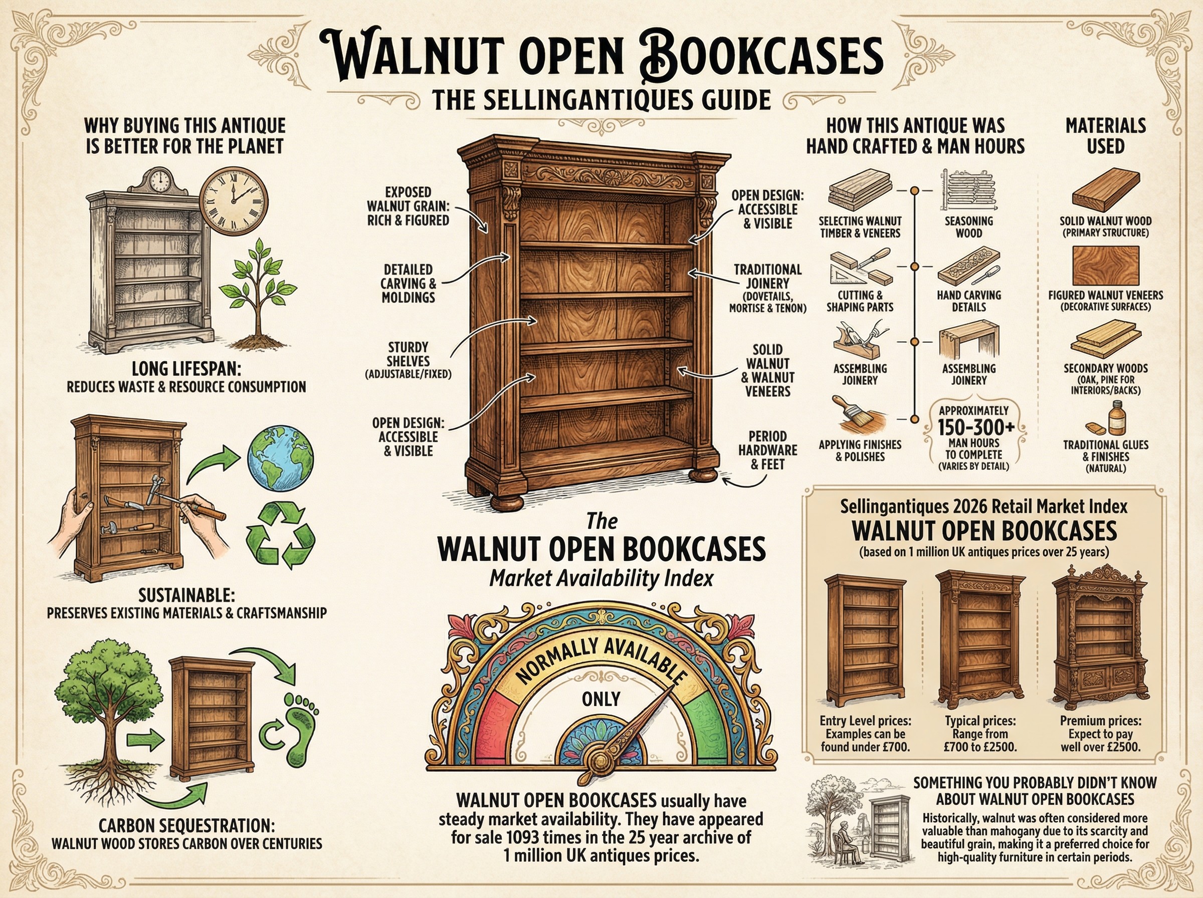 Walnut Open Bookcases Guide Infographic