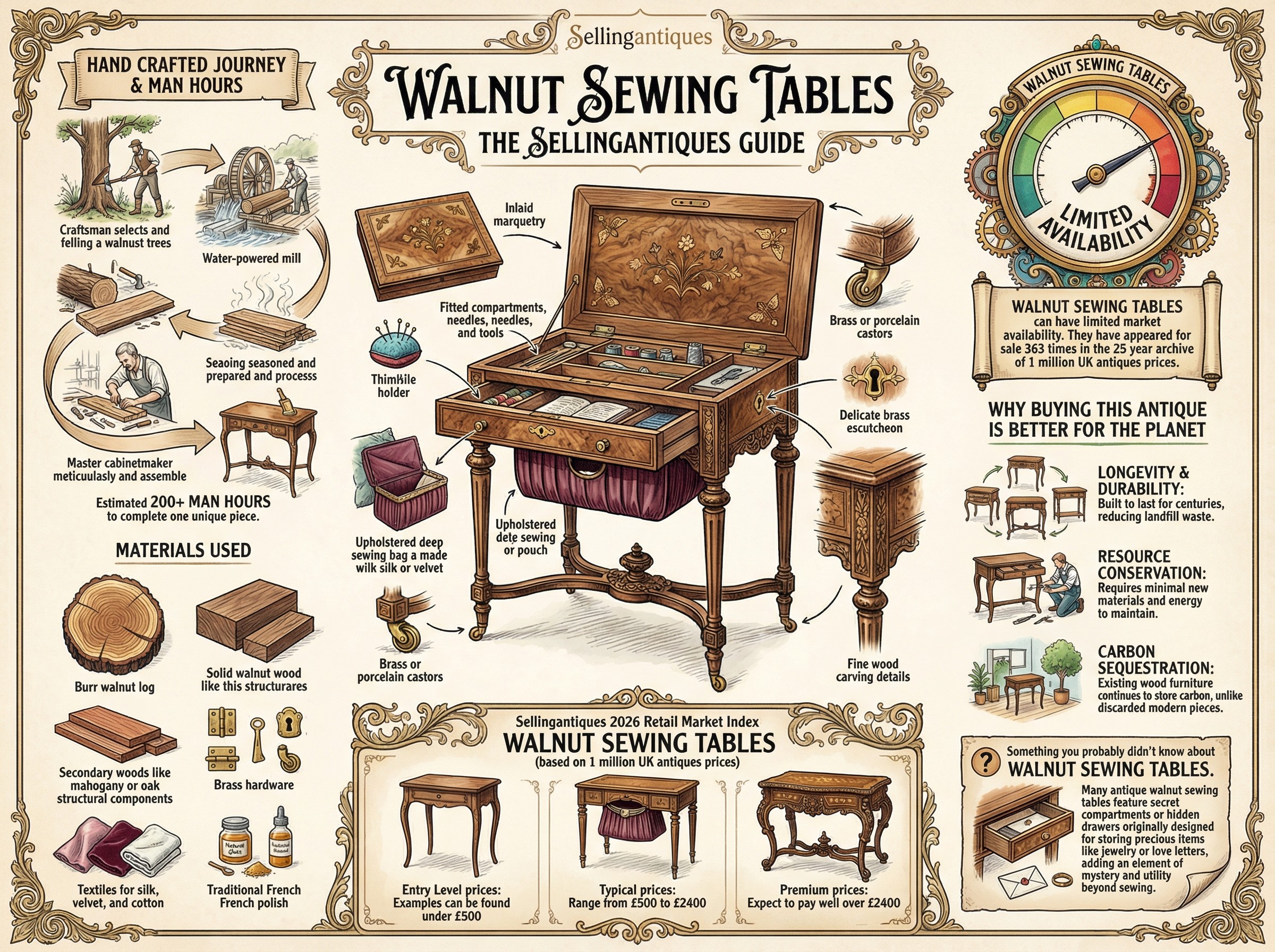 Walnut Sewing Tables Guide Infographic