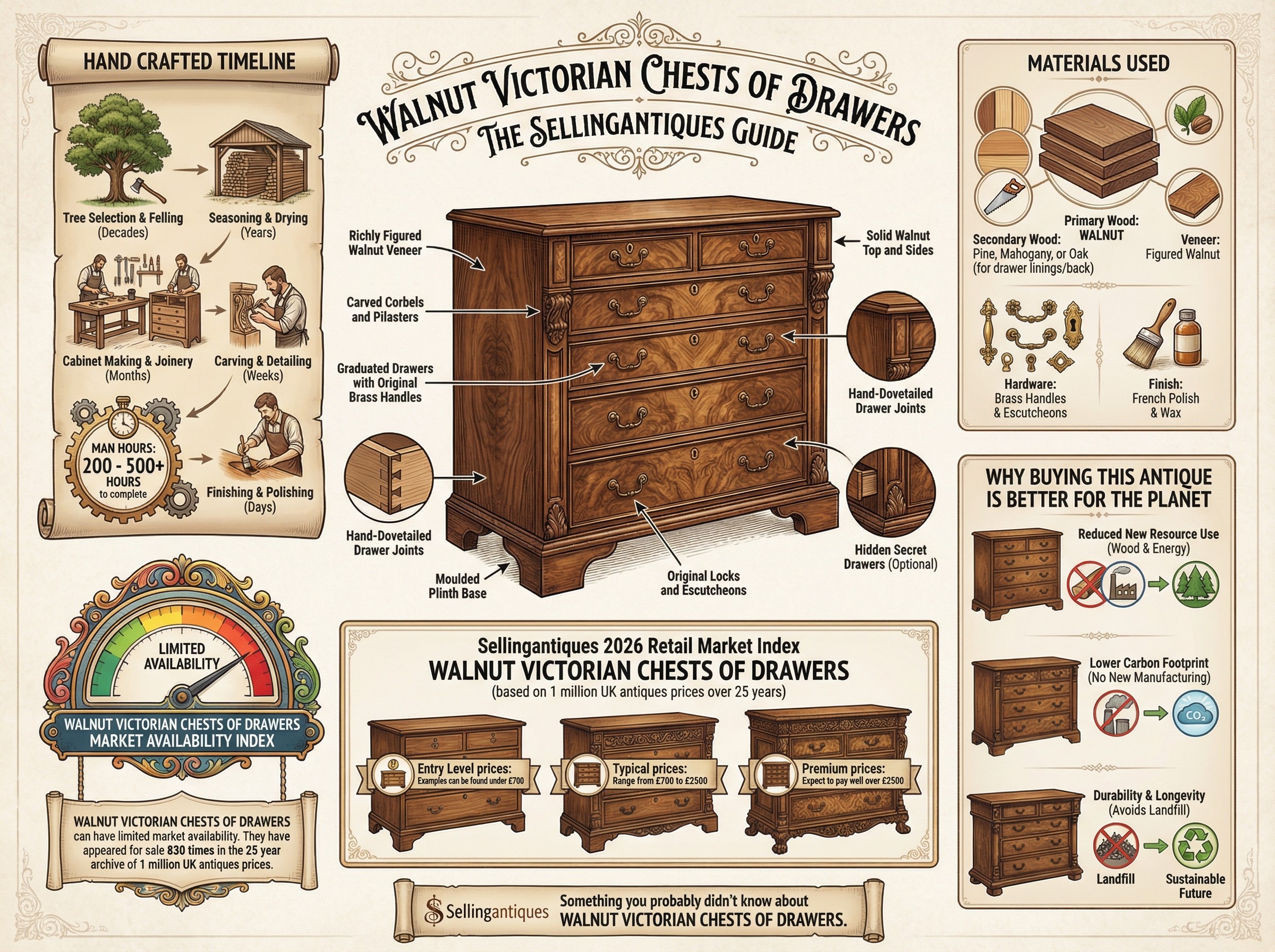 Walnut Victorian Chests Of Drawers Guide Infographic