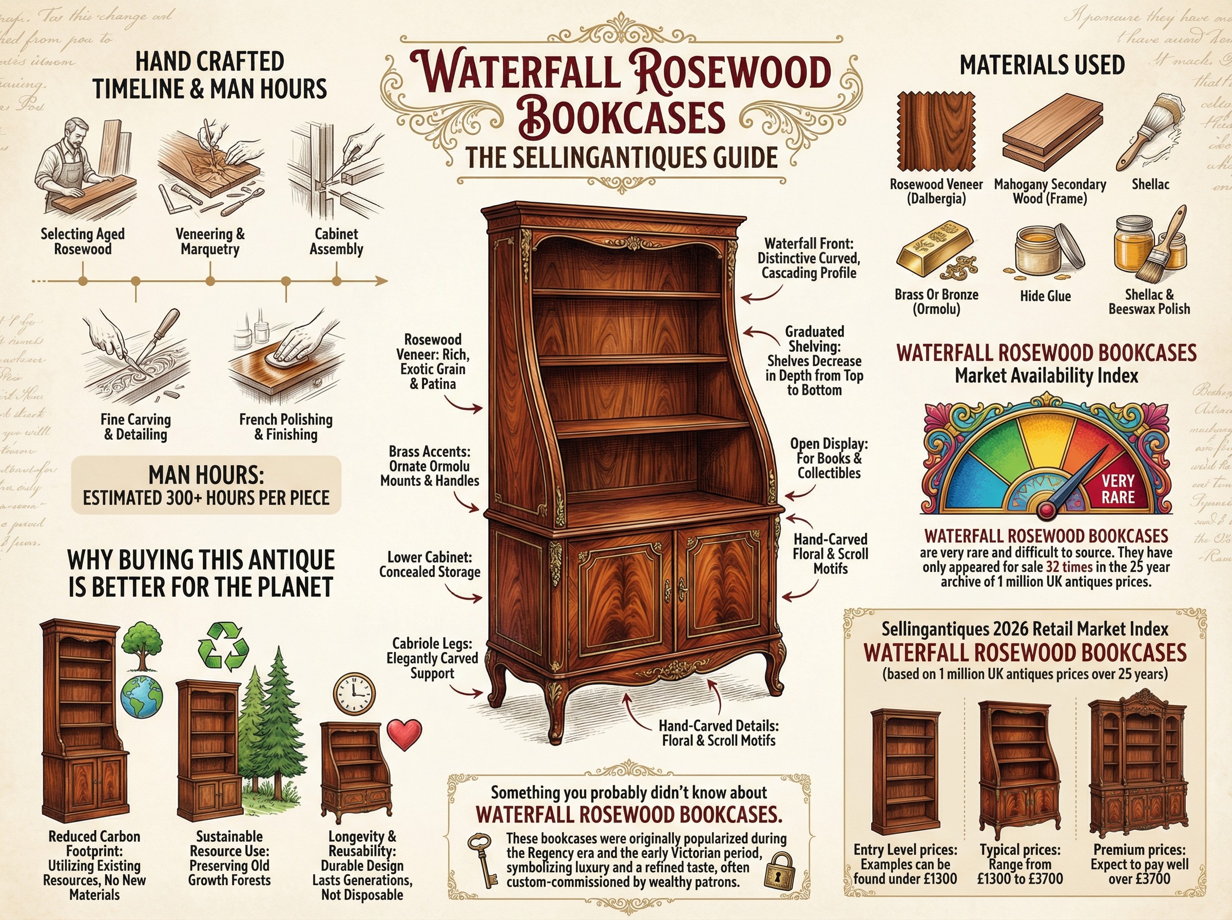 Waterfall Rosewood Bookcases Guide Infographic