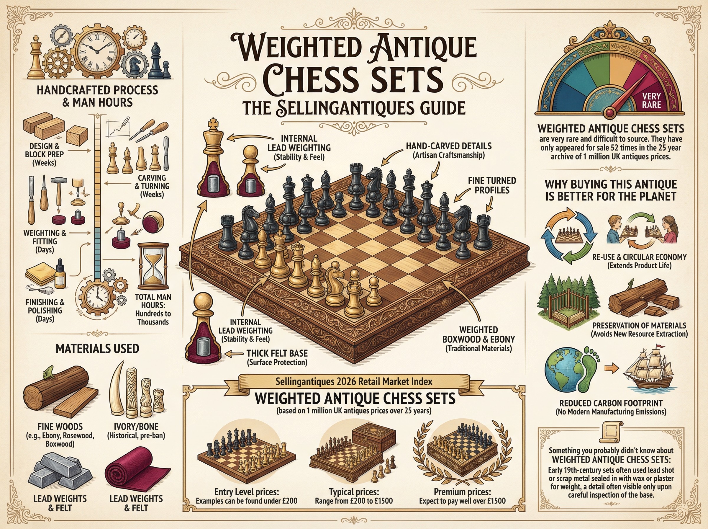 Weighted Antique Chess Sets Guide Infographic