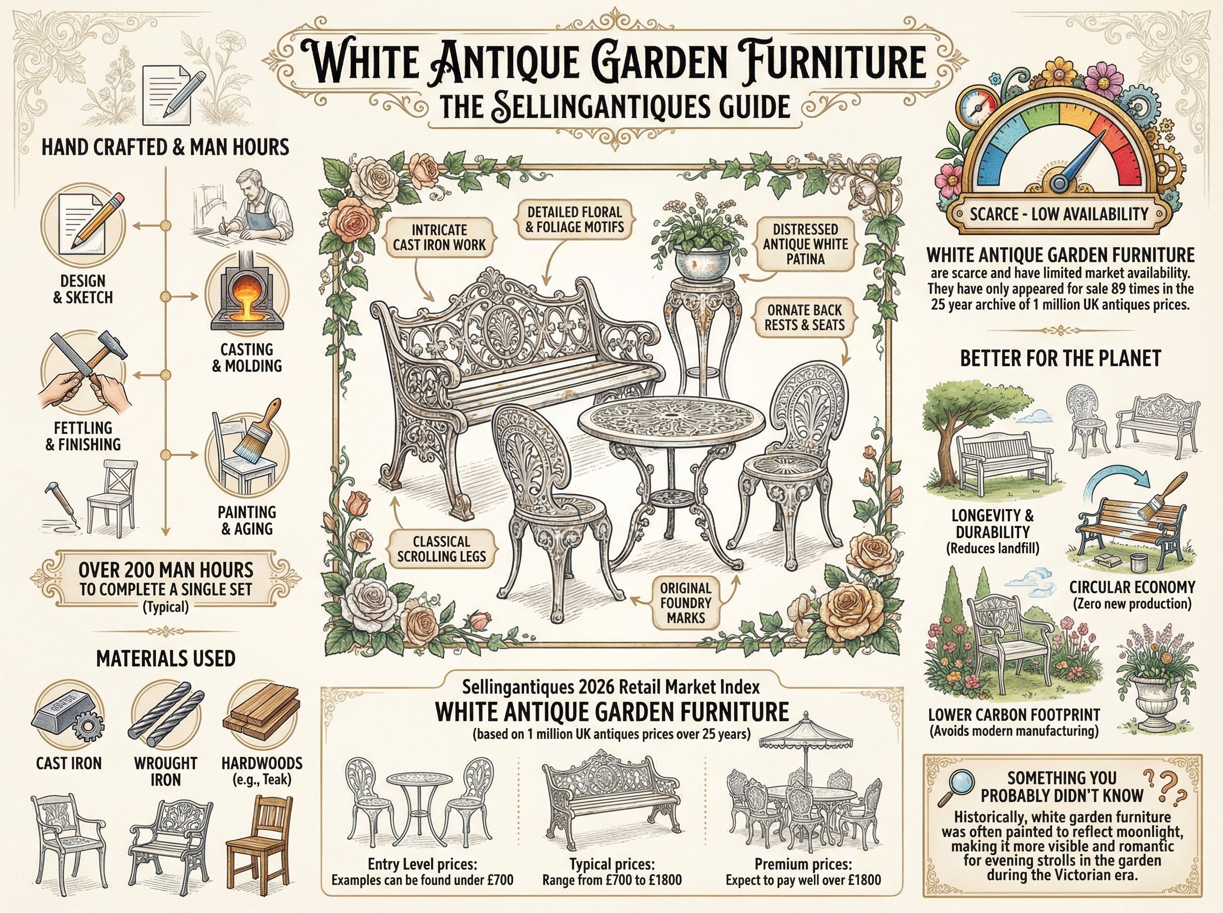 White Antique Garden Furniture Guide Infographic