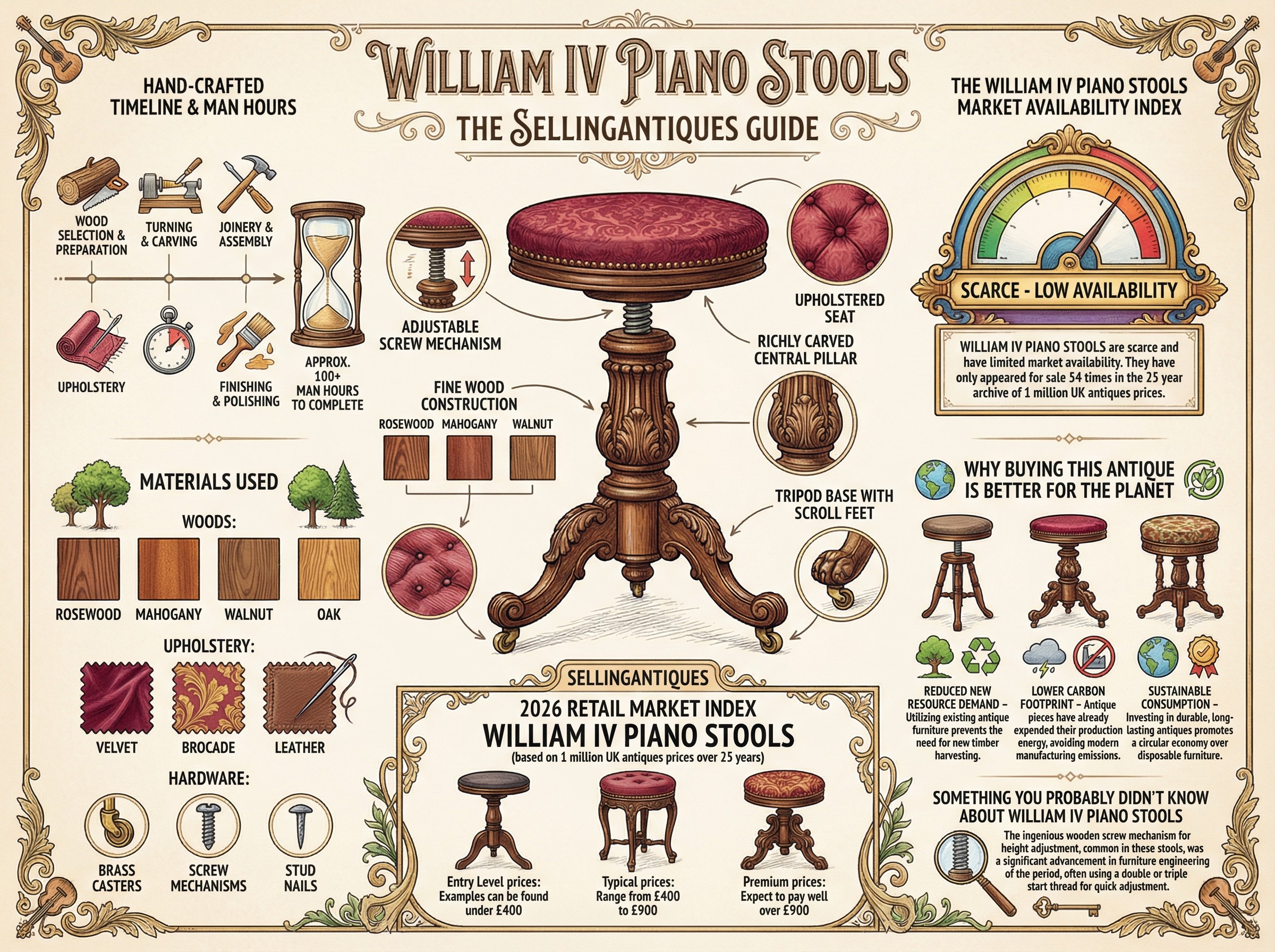 William Iv Piano Stools Guide Infographic