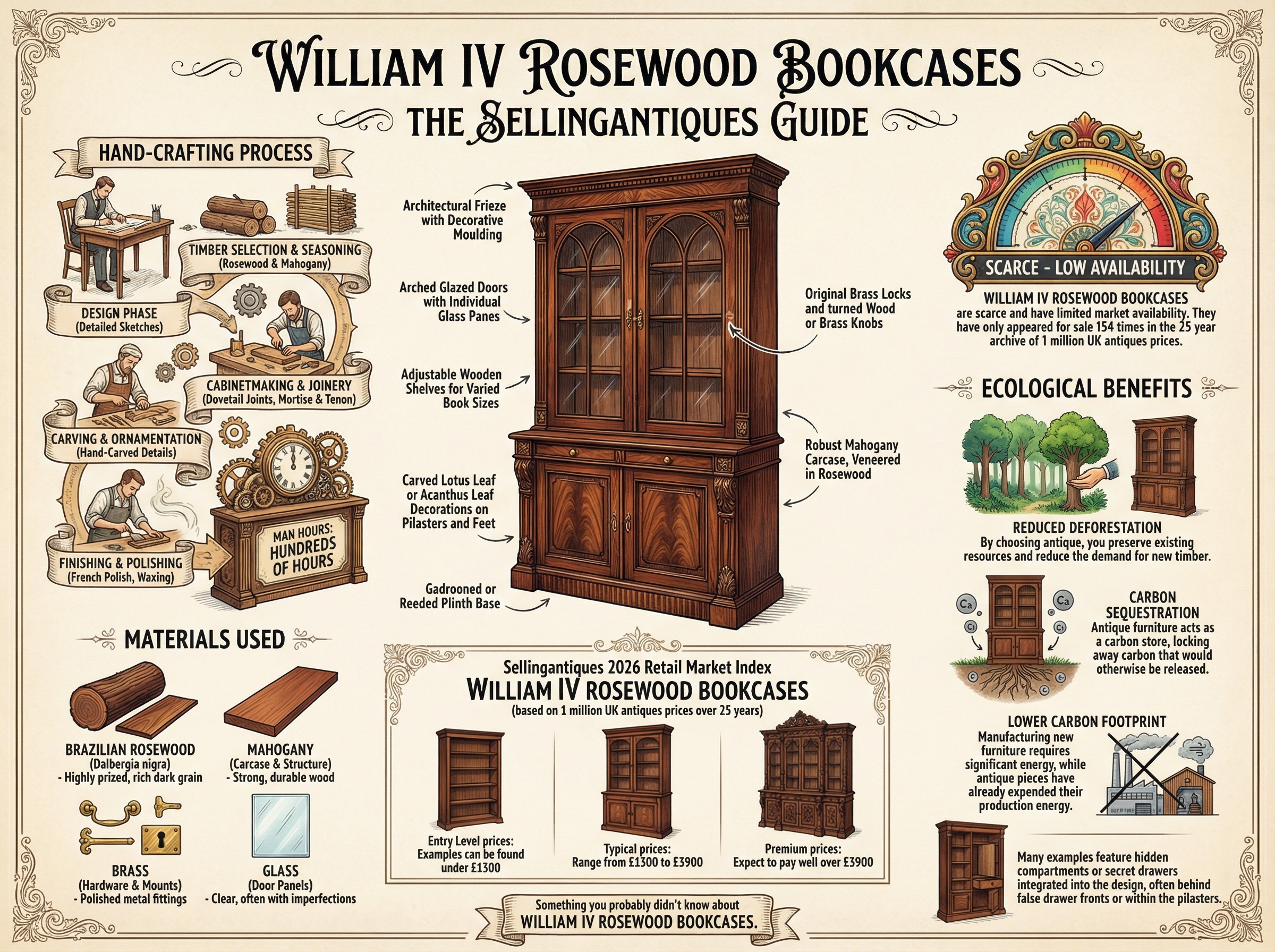 William Iv Rosewood Bookcases Guide Infographic
