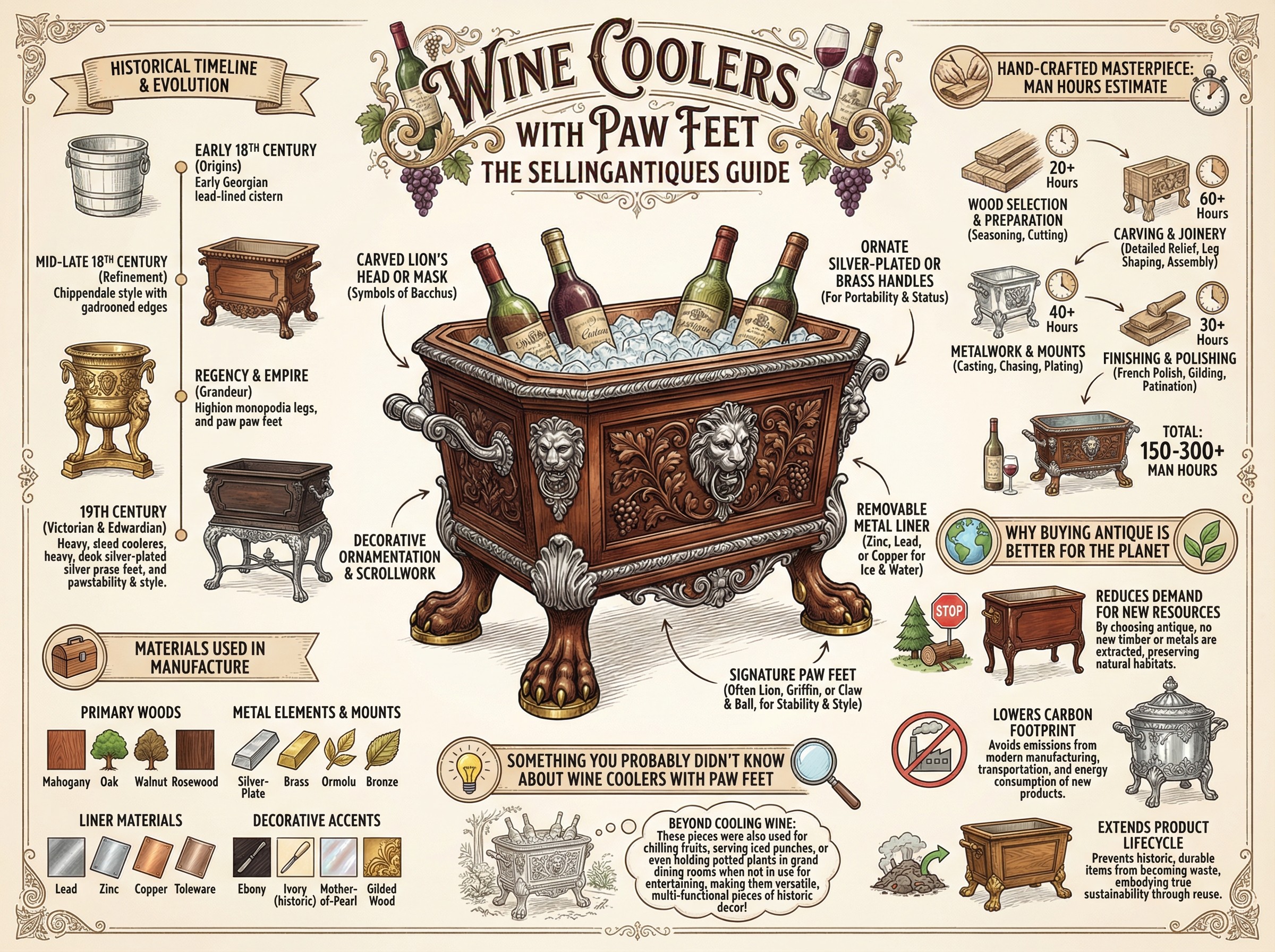 Wine Coolers With Paw Feet Guide Infographic