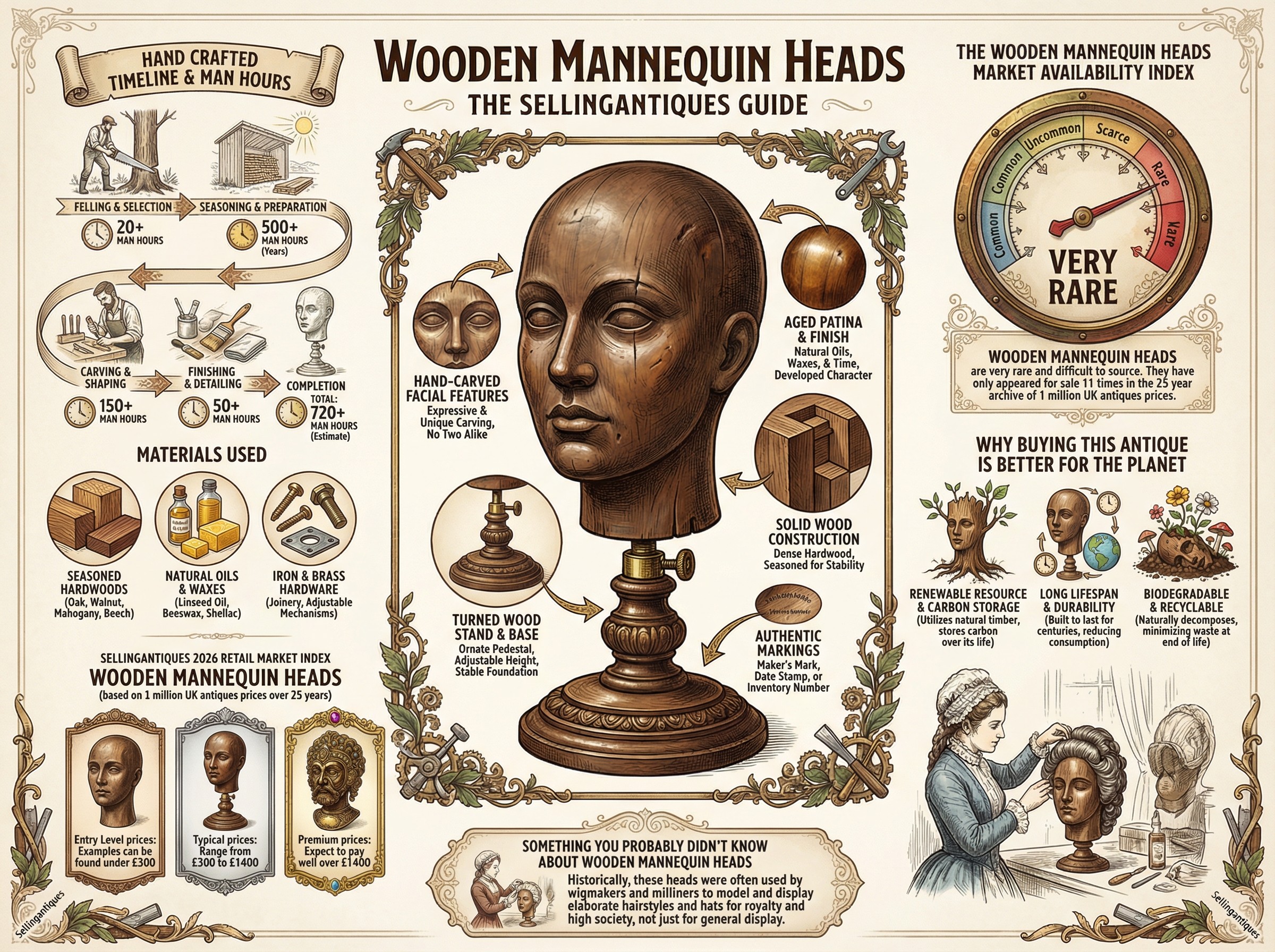 Wooden Mannequin Heads Guide Infographic