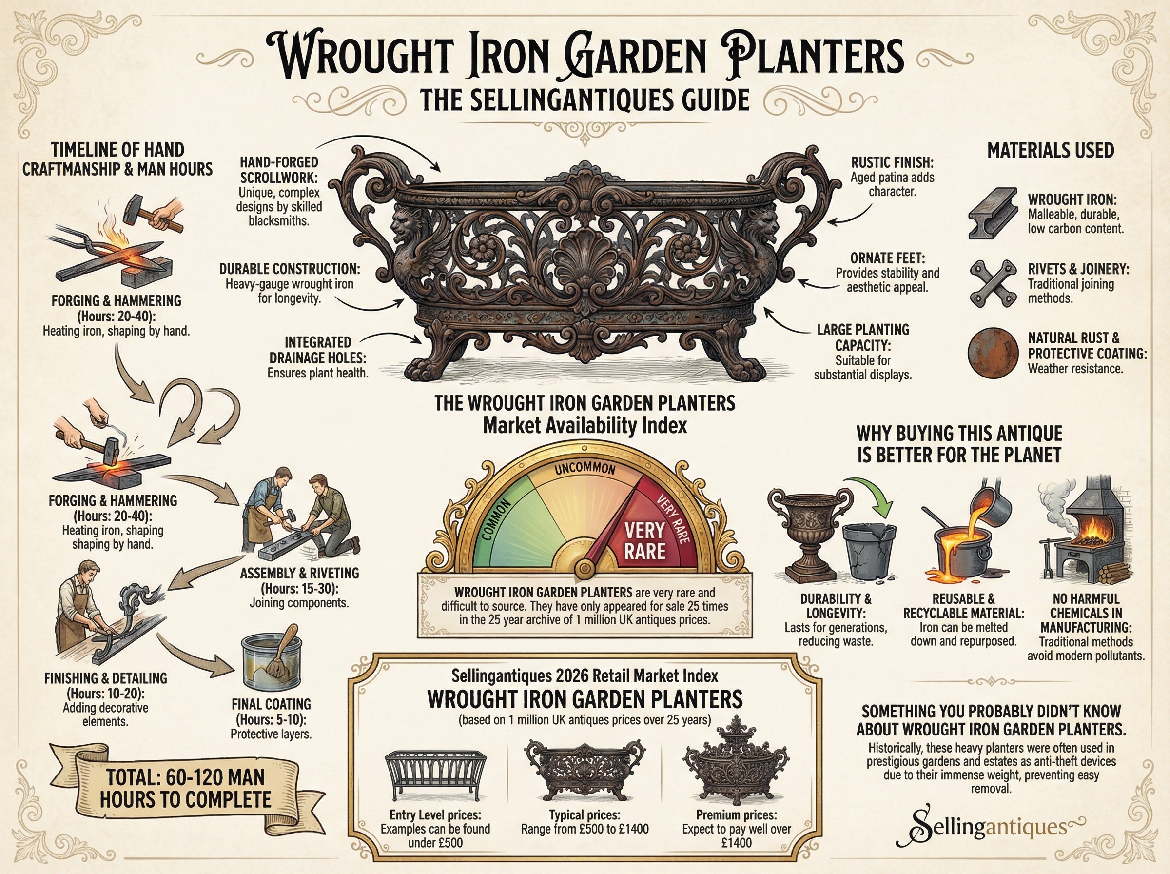 Wrought Iron Garden Planters Guide Infographic