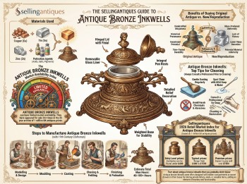 Antique Bronze Inkwells Guide Infographic