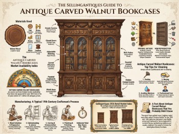 Antique Carved Walnut Bookcases Guide Infographic