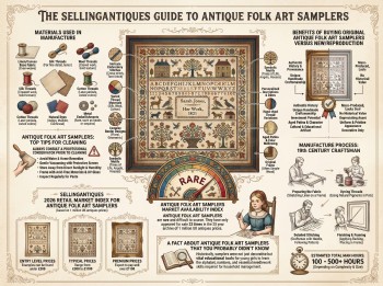 Antique Folk Art Samplers Guide Infographic