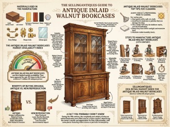Antique Inlaid Walnut Bookcases Guide Infographic