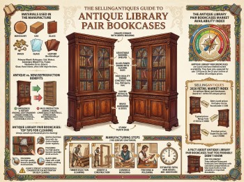 Antique Library Pair Bookcases Guide Infographic