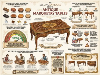 Antique Marquetry Tables Guide Infographic