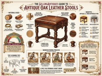 Antique Oak Leather Stools Guide Infographic