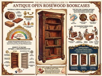 Antique Open Rosewood Bookcases Guide Infographic