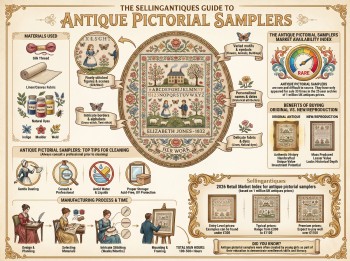 Antique Pictorial Samplers Guide Infographic