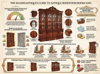 Antique Rosewood Bookcases Guide Infographic