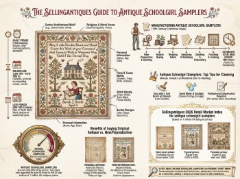 Antique Schoolgirl Samplers Guide Infographic