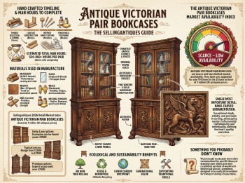 Antique Victorian Pair Bookcases Guide Infographic