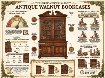 Antique Walnut Bookcases Guide Infographic