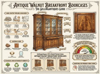 Antique Walnut Breakfront Bookcases Guide Infographic