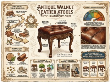 Antique Walnut Leather Stools Guide Infographic
