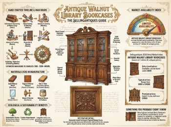 Antique Walnut Library Bookcases Guide Infographic