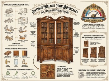 Antique Walnut Pair Bookcases Guide Infographic